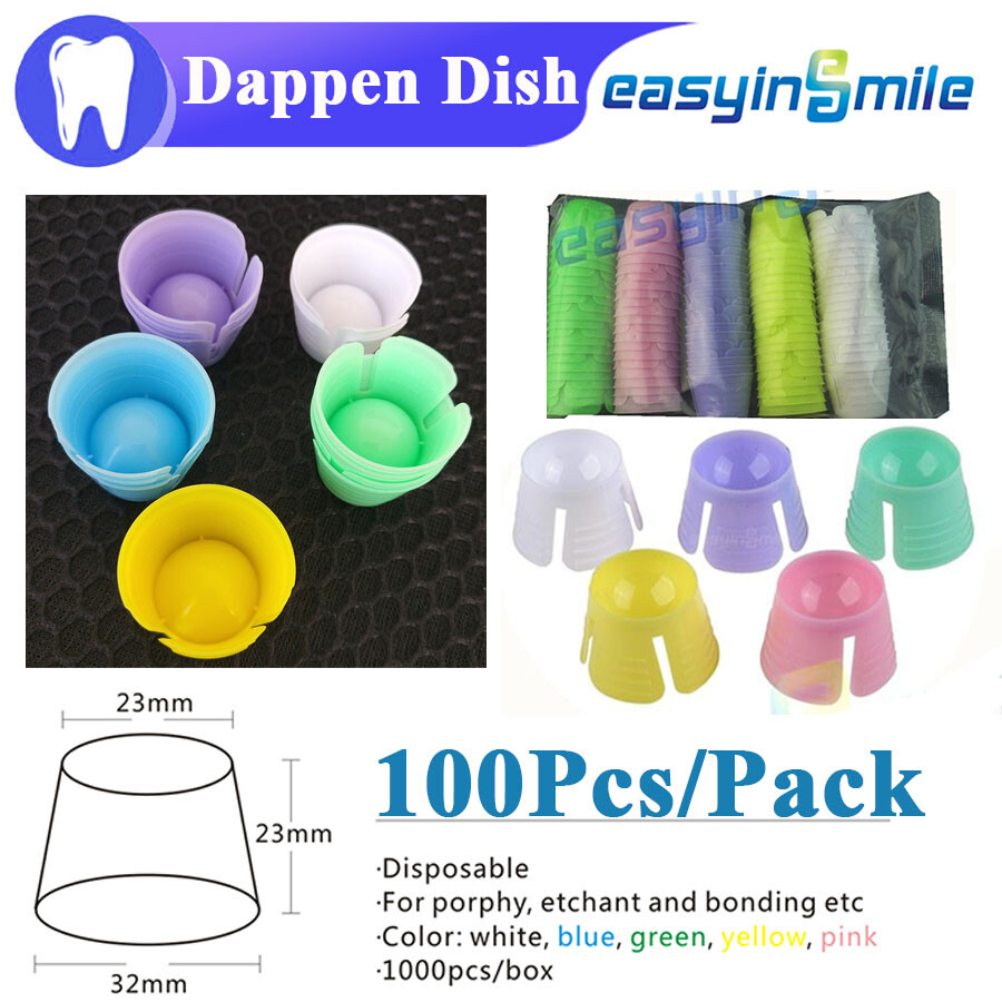 100XPlastic Dental Dappen Dish Disposable Mixing Bowls Multi-purpose Mixed Color