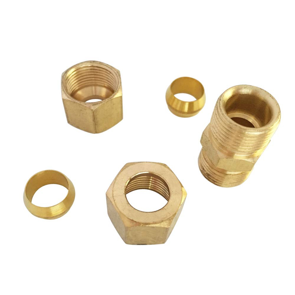 Brass Compression Tube Fitting, Union, 1/4″ OD X 1/4″ OD, 5Pcs