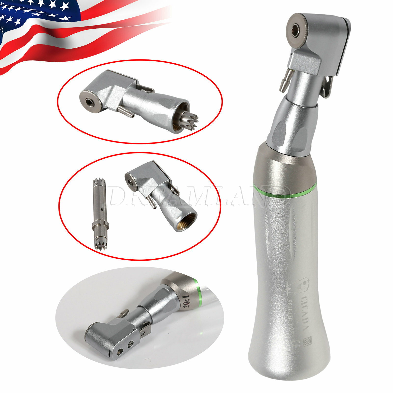 Dental 20:1 Reduction Implant Low Speed Contra Angle Handpiece hand piece 2types
