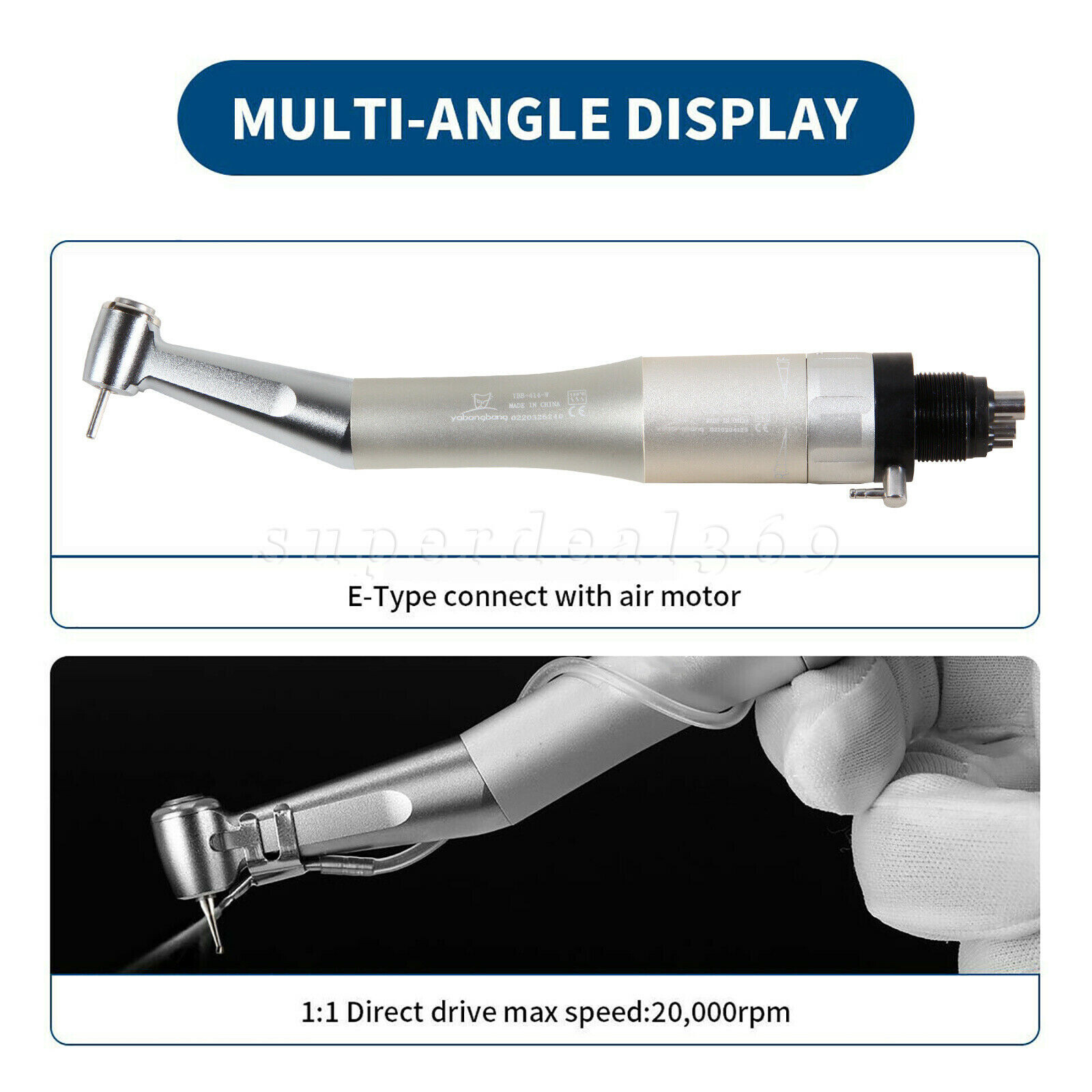 Dental Push Button Low Speed Contra Angle Handpiece FIt FG 1.6mm Burs NEW