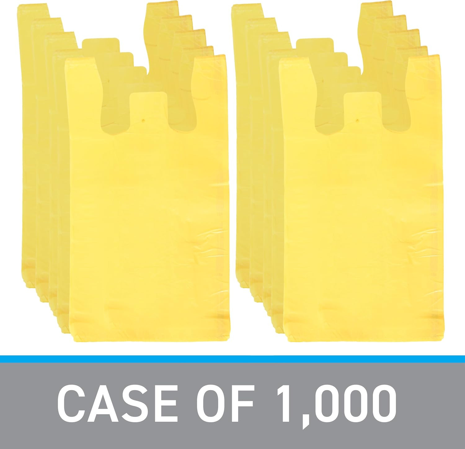 Yellow Plastic T-Shirt Shopping Bags – Case of 1,000-11 ½” X 6″ X 21″ –