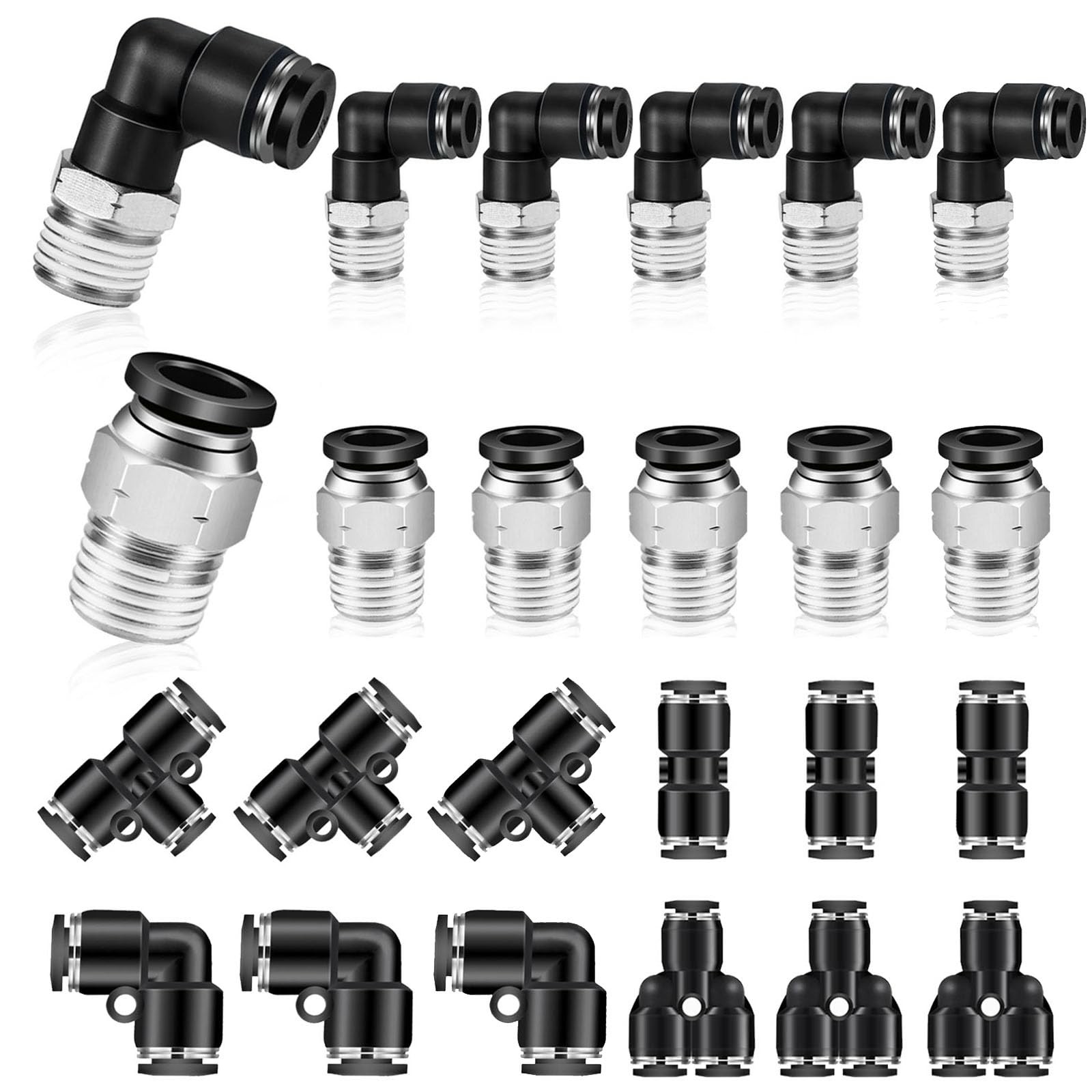 24 PCS Push To Connect Fittings 12mm Tube OD x 1/2 Inch NPT Thread Male Elbow