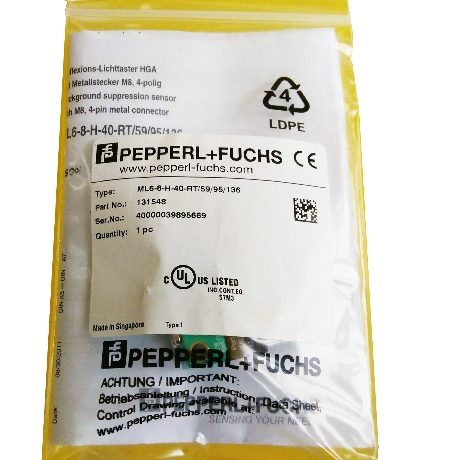 New In Box PEPPERL + FUCHS ML6-8-H-40-RT/59/95/136 Photoelectric Switch
