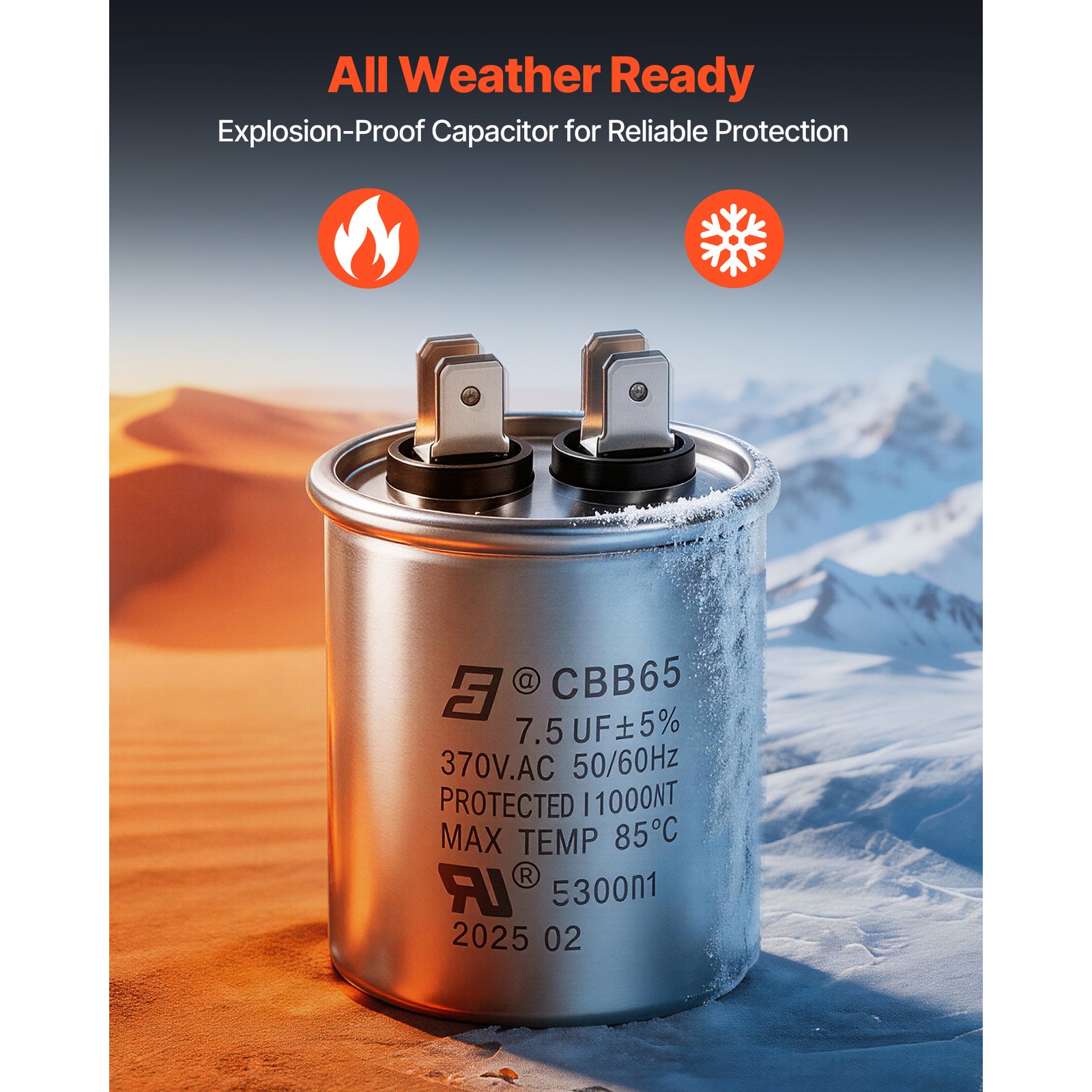 Uimoso Condenser Fan Motor with Capacitor 1/3HP 1075RPM 208-230V CW/CCW Rotation