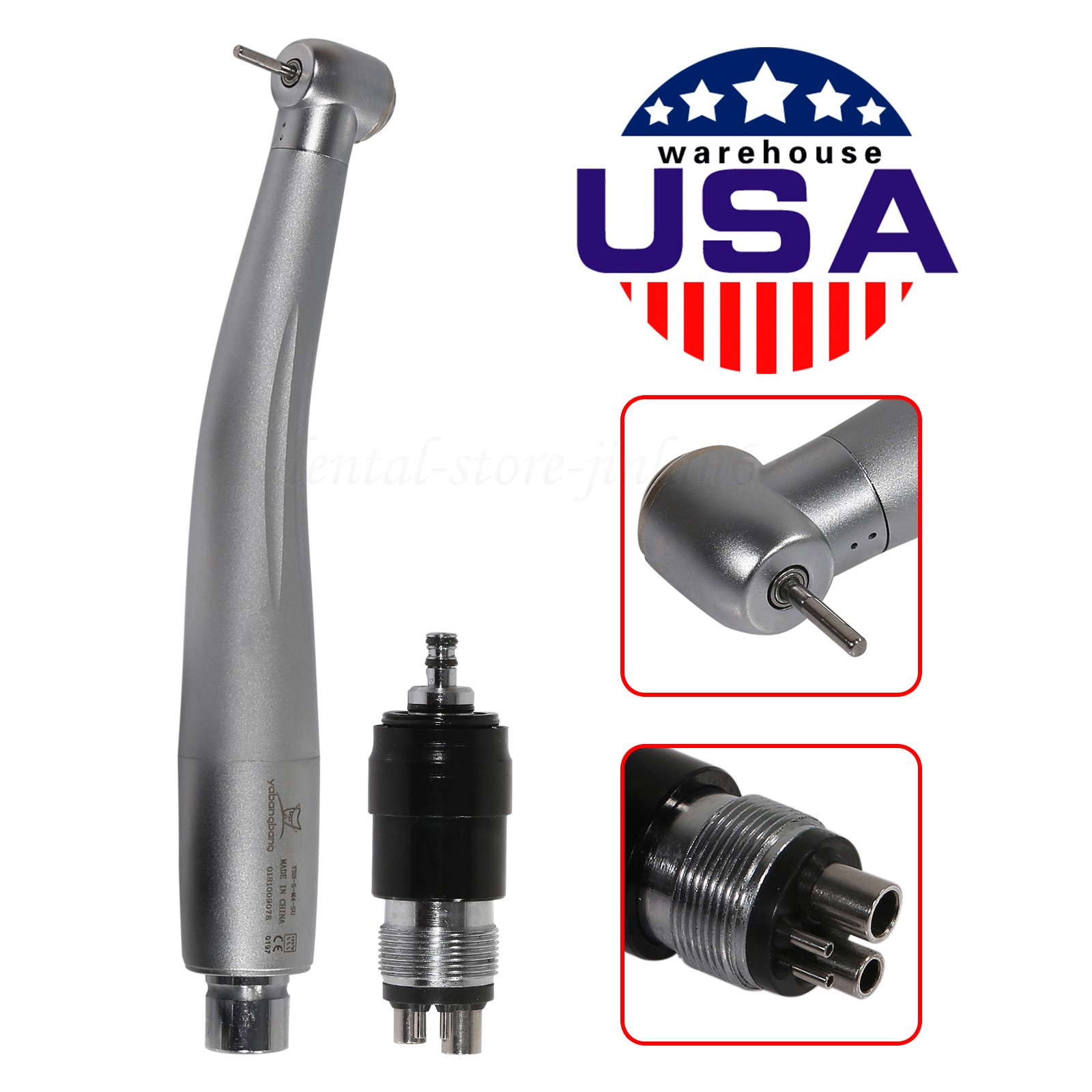 1-5 Dental High Speed Handpiece + 4 Hole Quick Coupler 360° Swivel Fit KaV NSK