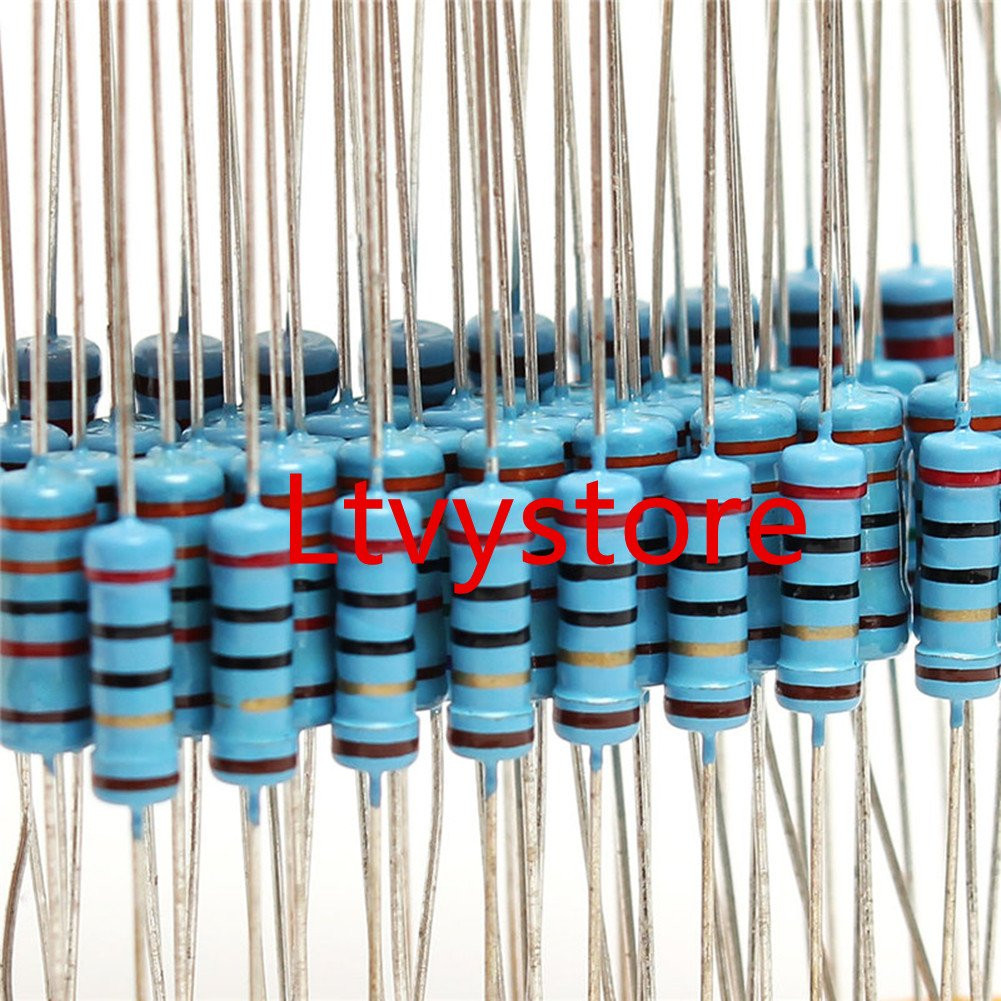 1W Resistors Kit, 1000Pcs 100 Values Resistor Assortment Metal Film, 1 Ohm – 1M