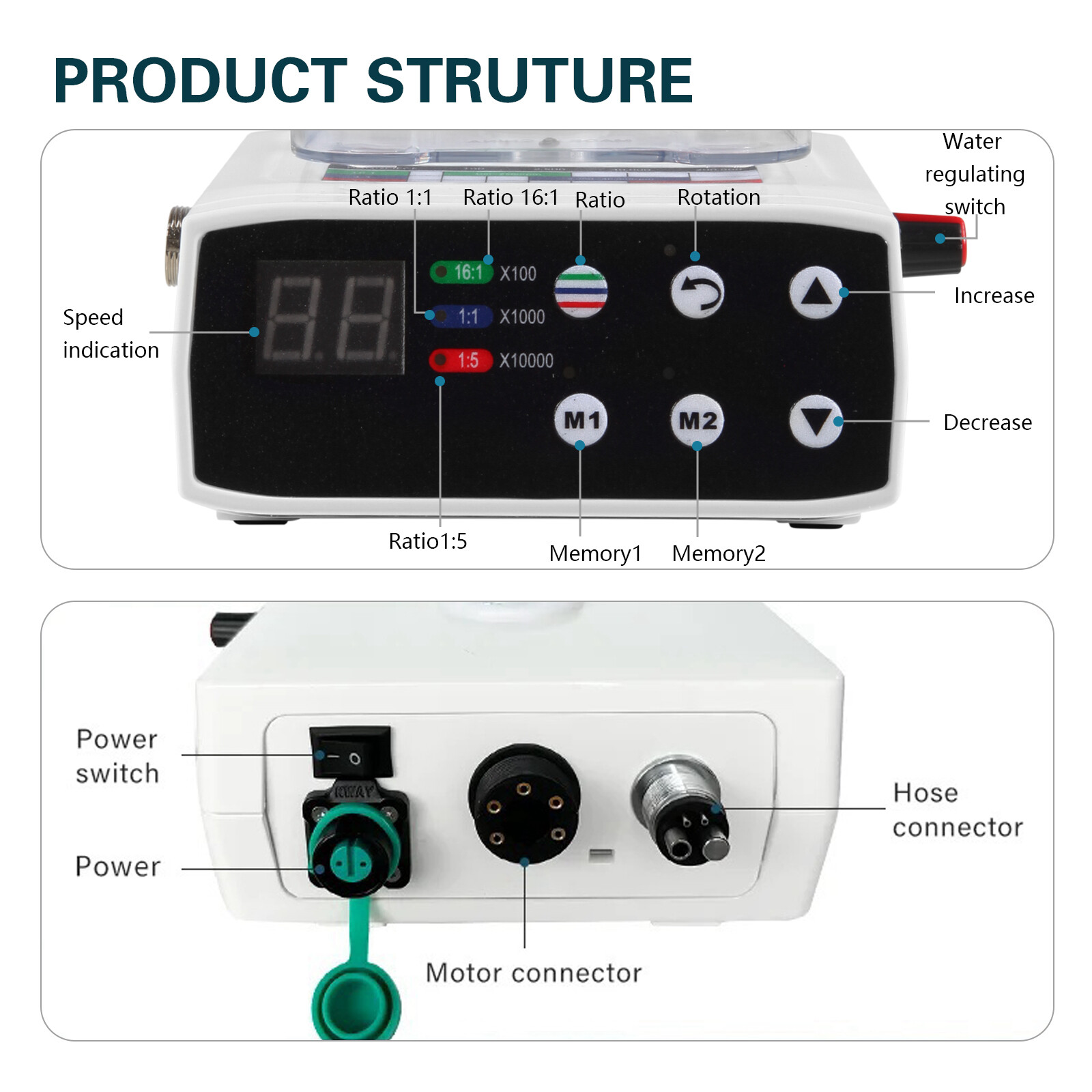 Dental Brushless LED Electric Motor 1:1/1:5/16:1 Handpiece For Lab Practice ty