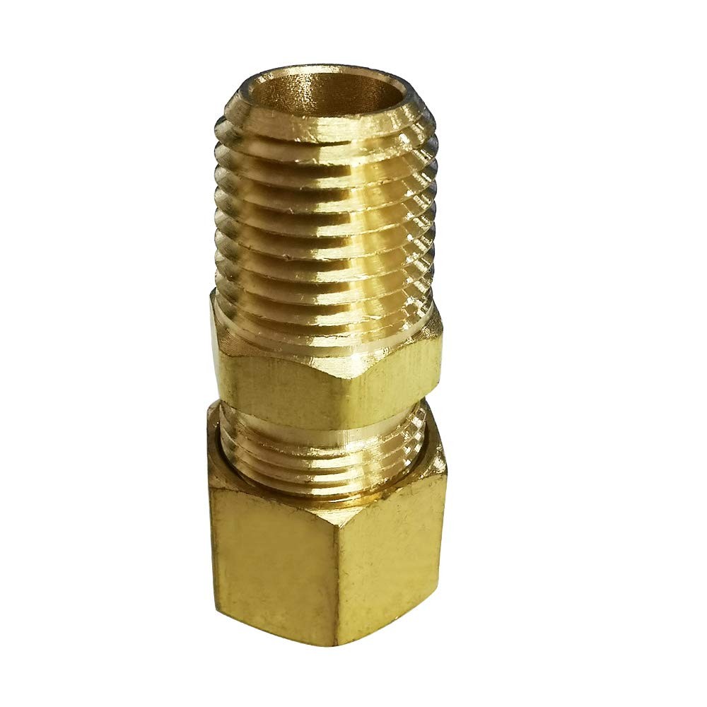Brass Compression Fitting, Male Adapter, 1/8″ Tube OD x 1/8″ NPT Male, Pack of 2