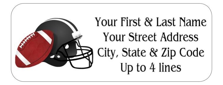 150 Football Helmet Mailing Return Address Labels Personalized 1 x 2 5/8 in.