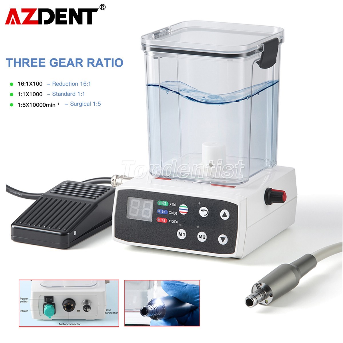 Dental LED Electric Brushless Micro Motor System w/ Water Tank for 1:5 1:1 16:1