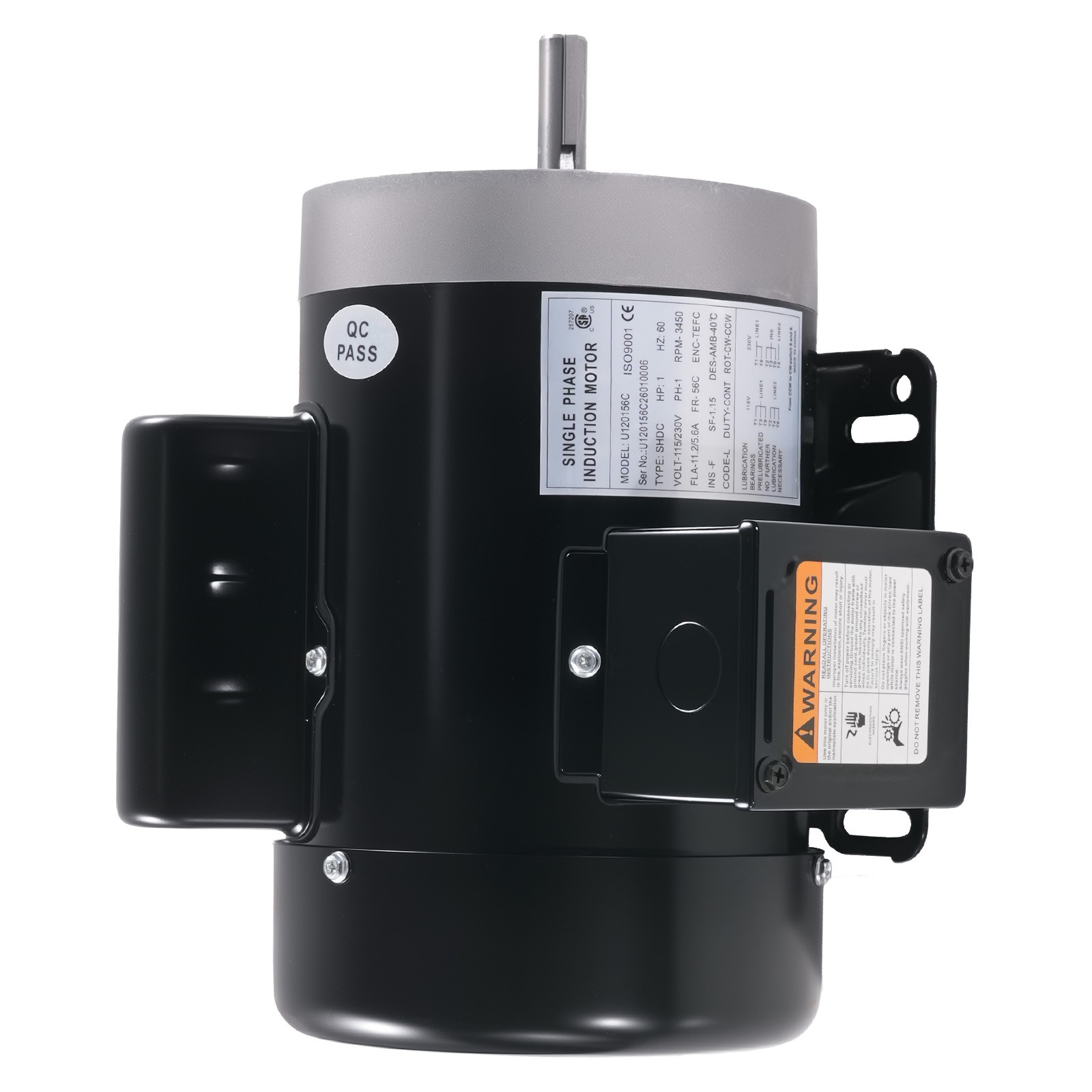 1HP Electric Motor Single Phase 3450RPM 115/230V 56C Frame CCW Rotation ODP