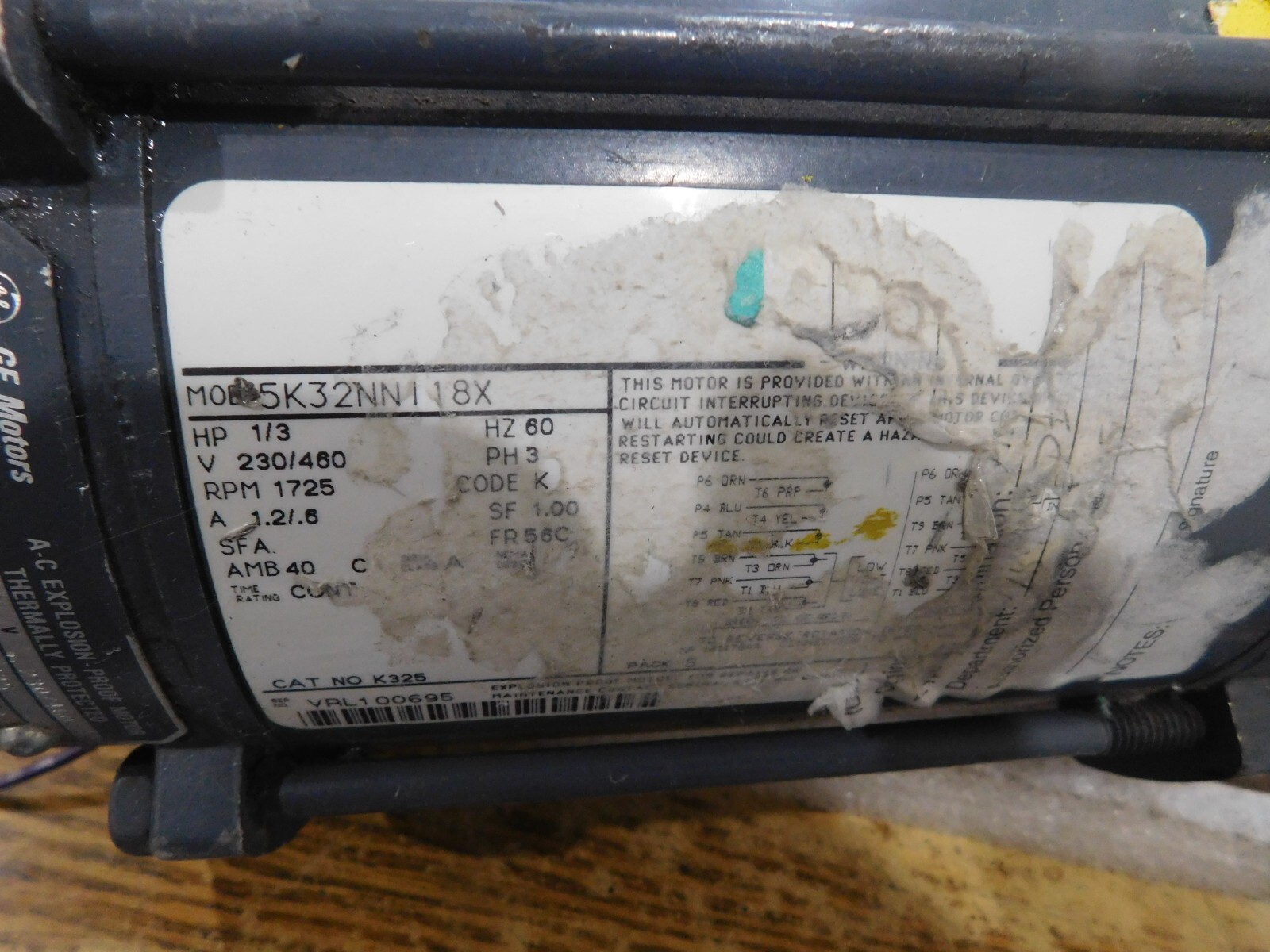 GE Motors Model: 5K32NN118X A-C Explosion-Proof Motor with Coupling. Good Spare