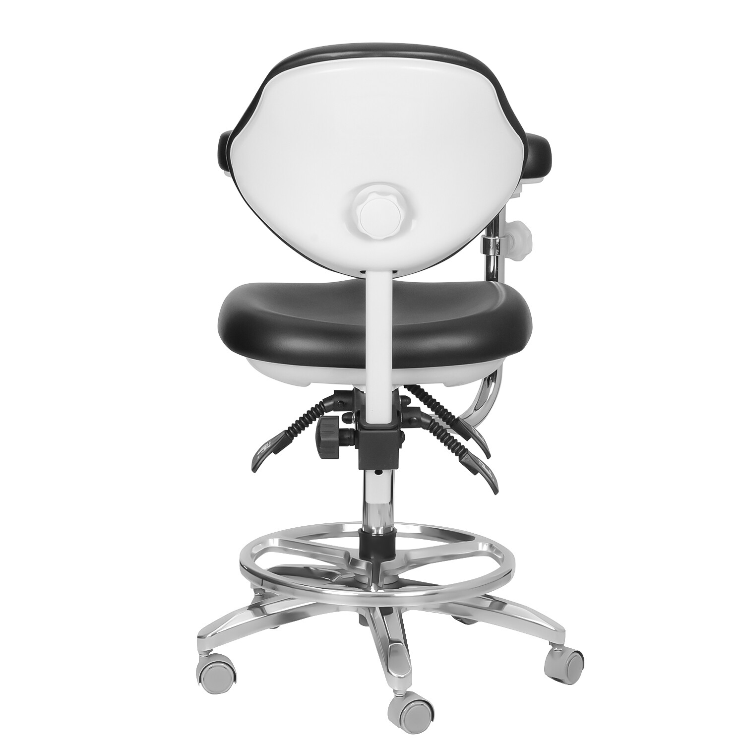Adjustable Dental Chair Doctor Assistant Chair 360° Armrest Footrest PU Black US
