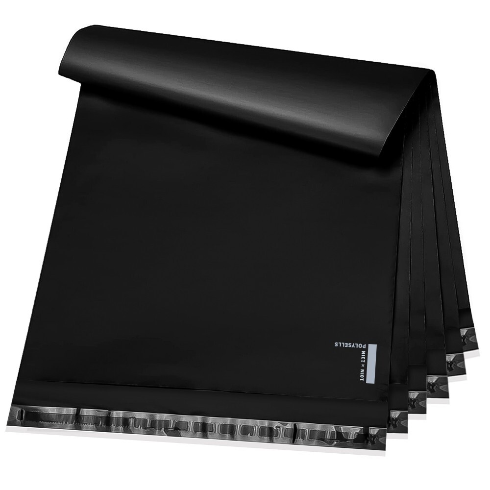 100 10×13 Poly Mailers Envelopes Self Sealing Shipping Mailers Black POLYSELLS®