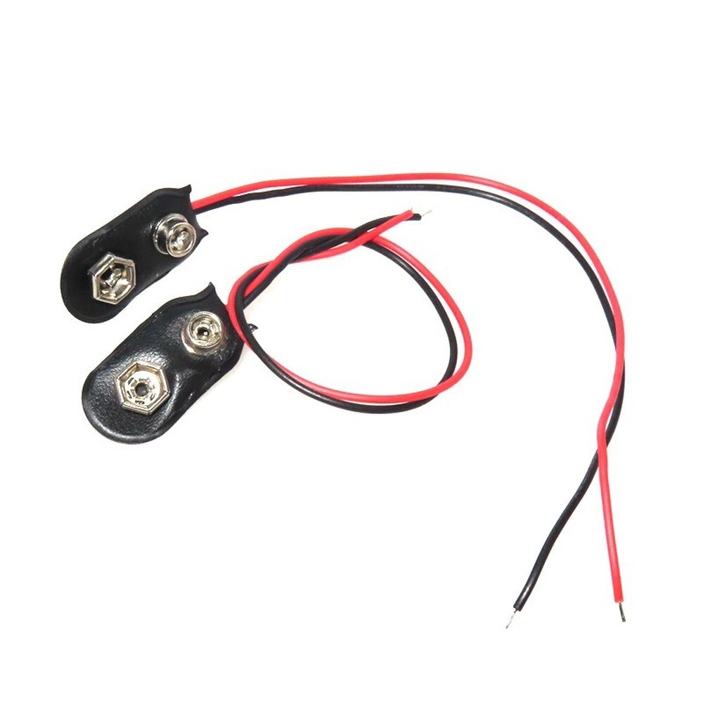5 Pcs Snap 9V (9 Volt) Battery Clip Connector I Type Black w Cable LW