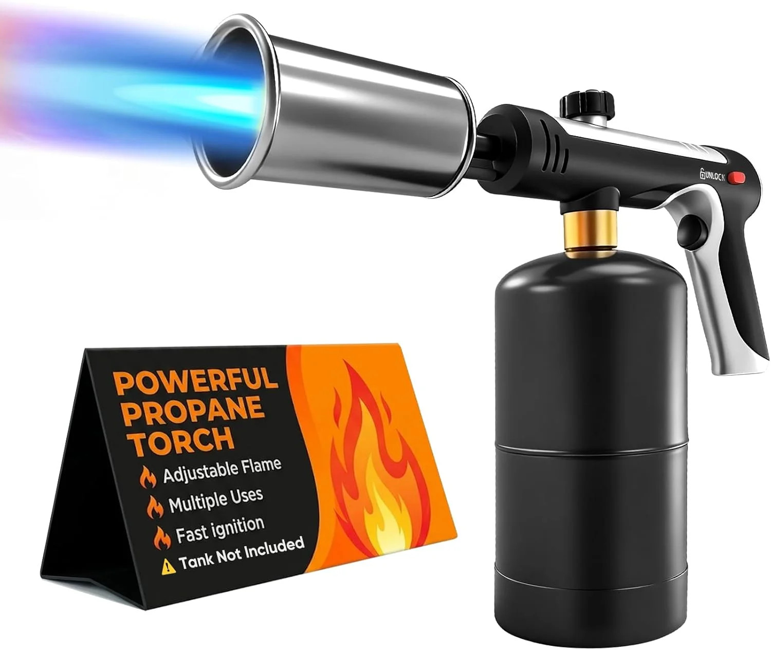 Saker Propane Torch,3272°F High Heat Adjustable Flame Thrower Gun with Safety Lo