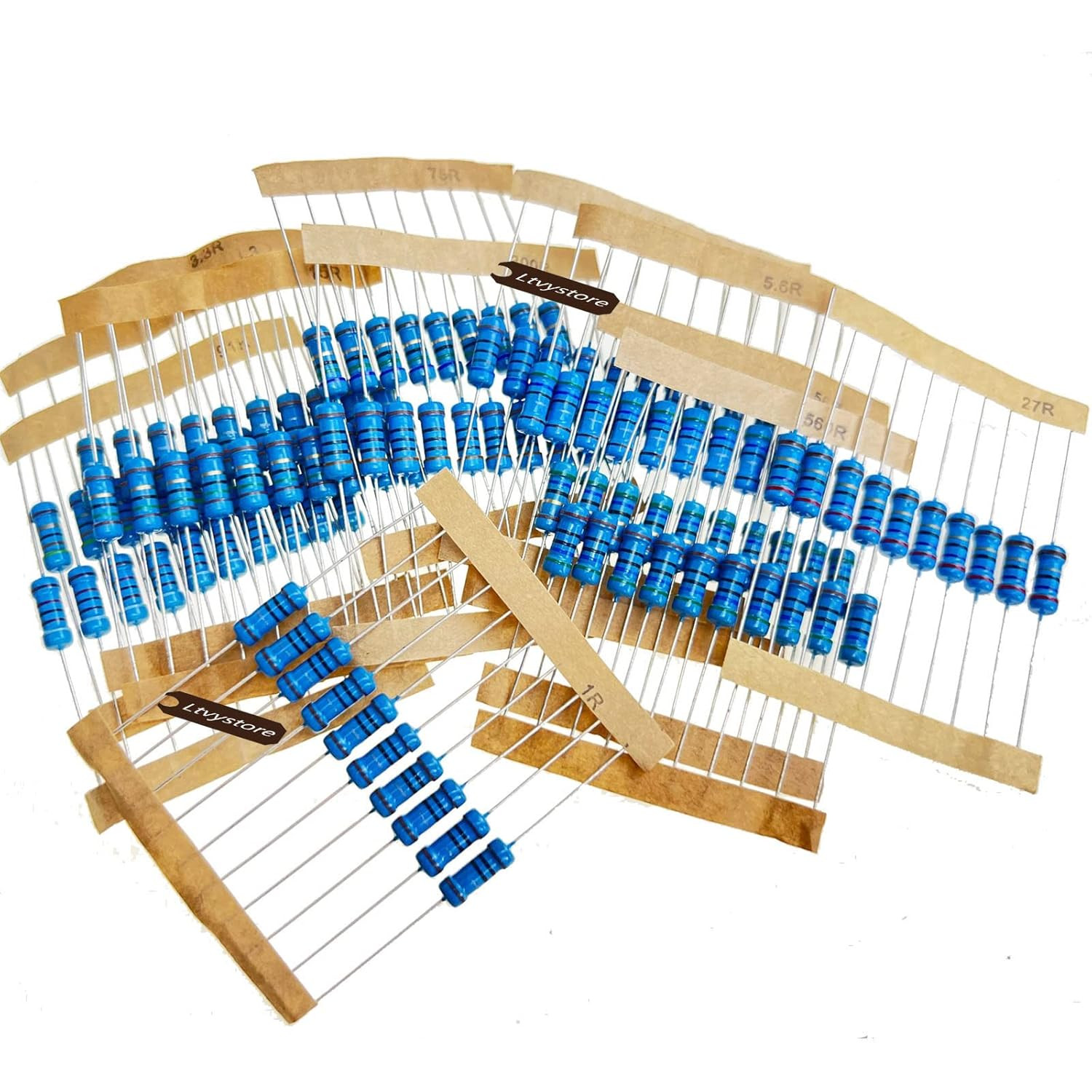 1W Resistors Kit, 1000Pcs 100 Values Resistor Assortment Metal Film, 1 Ohm – 1M