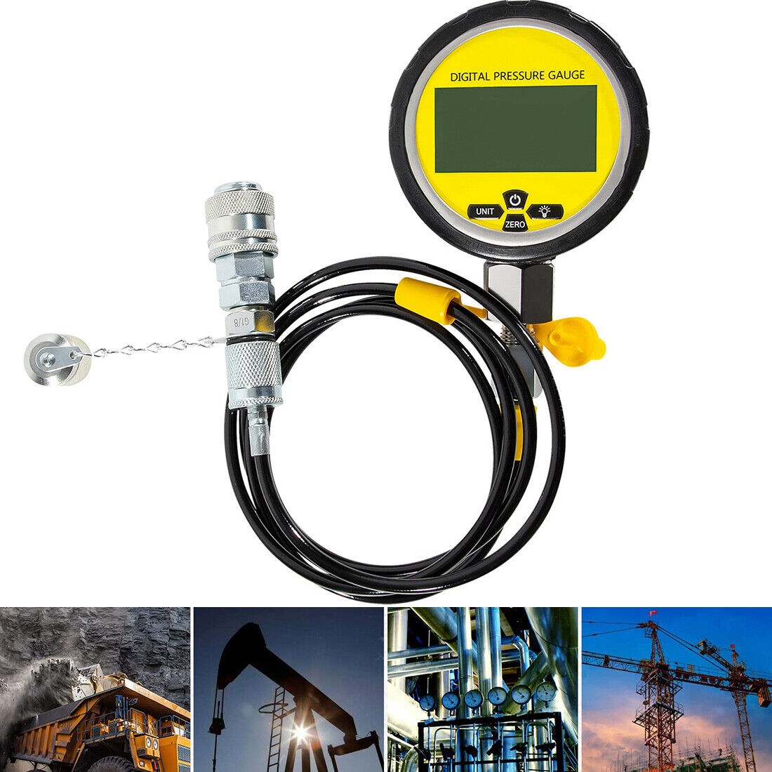 10000PSI Digital Hydraulic Pressure Gauge Test Coupling Kit 1/4 NPT 700BAR/70Mpa