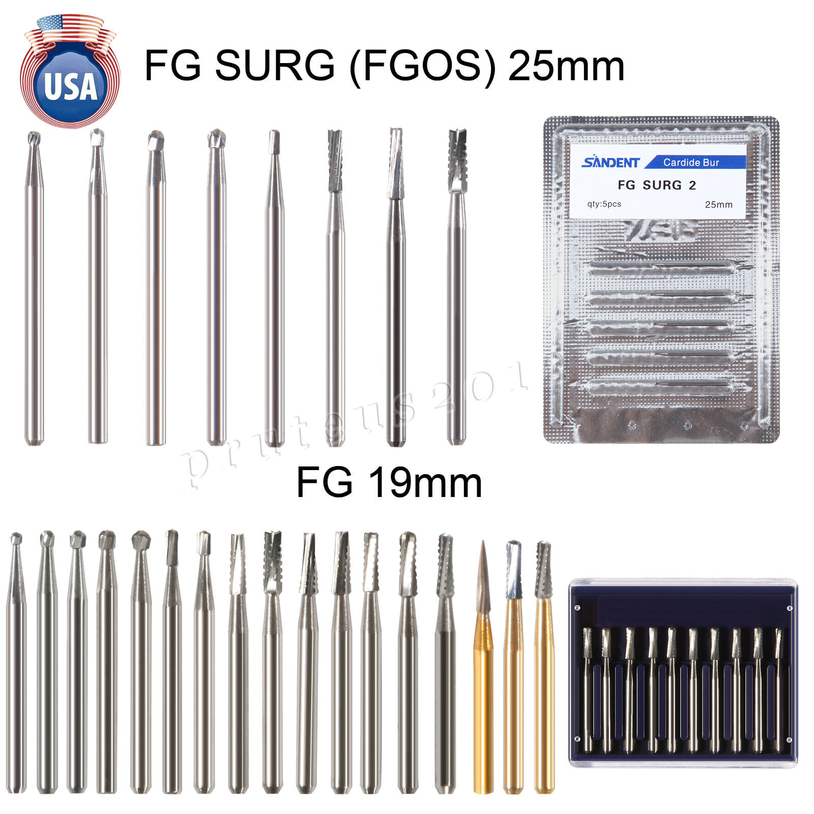 1-10 Packs Dental Carbide Burs For High Speed Handpiece FG 1 2 3 4 330 7901 7408