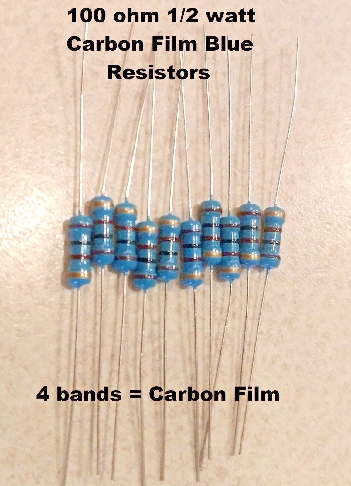 100 ohm 1/2Watt BLUE Carbon Film Resistors 5% You get 10 resistors