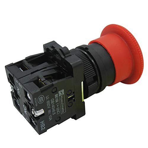 High Voltage Latching Push Button Switch NC – Red Mushroom Design (2 Pack)