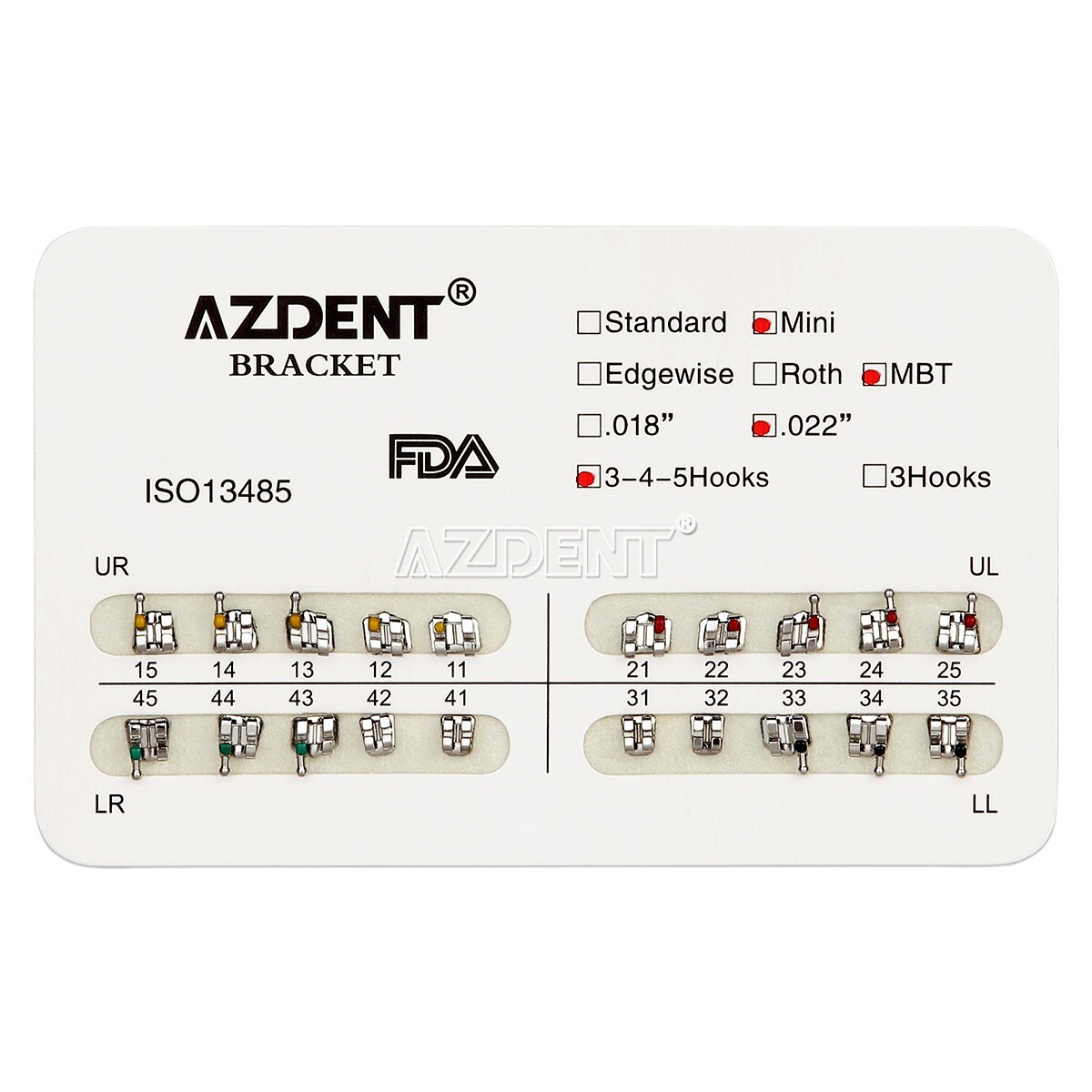 10 Sets AZDENT Dental Orthodontic Brackets Braces Mini MBT.022 Hooks 345