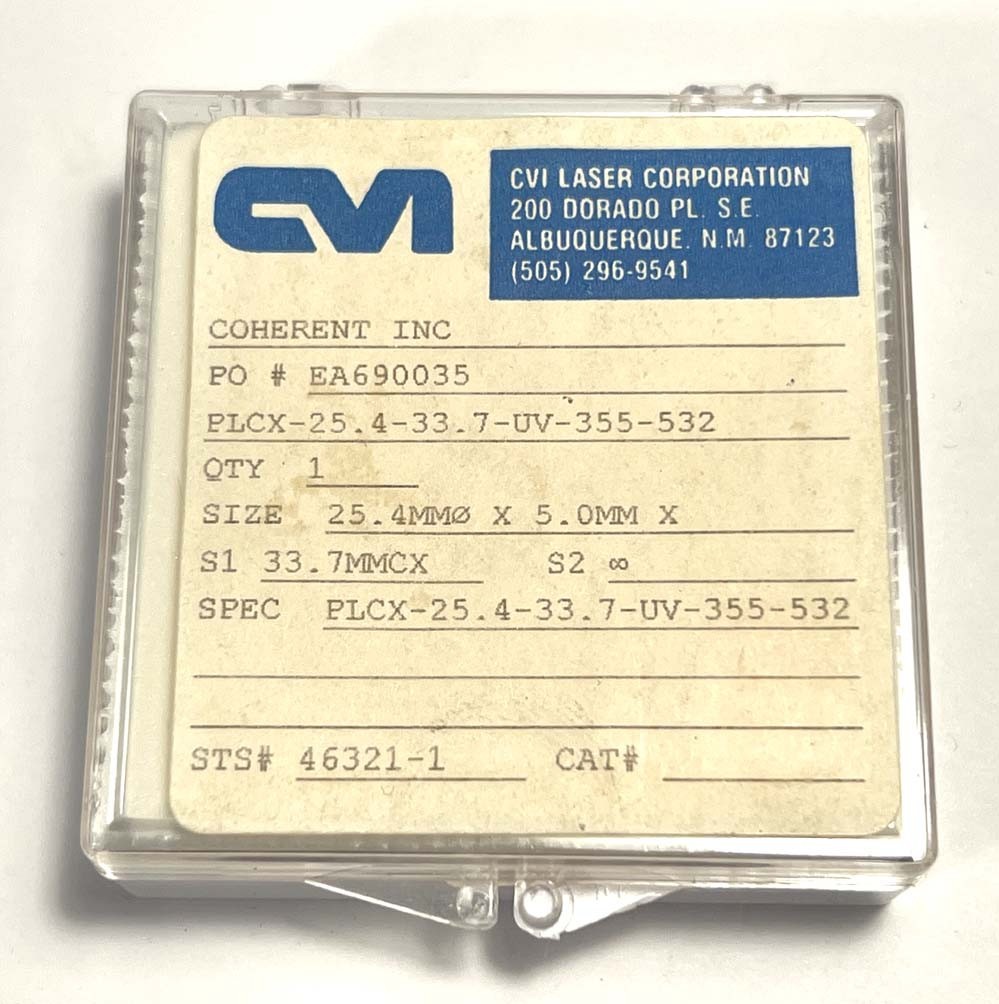 CVI PLCX Lens 65mm FL Ø25.4 AR 355-532nm YAG UV Fused Silica