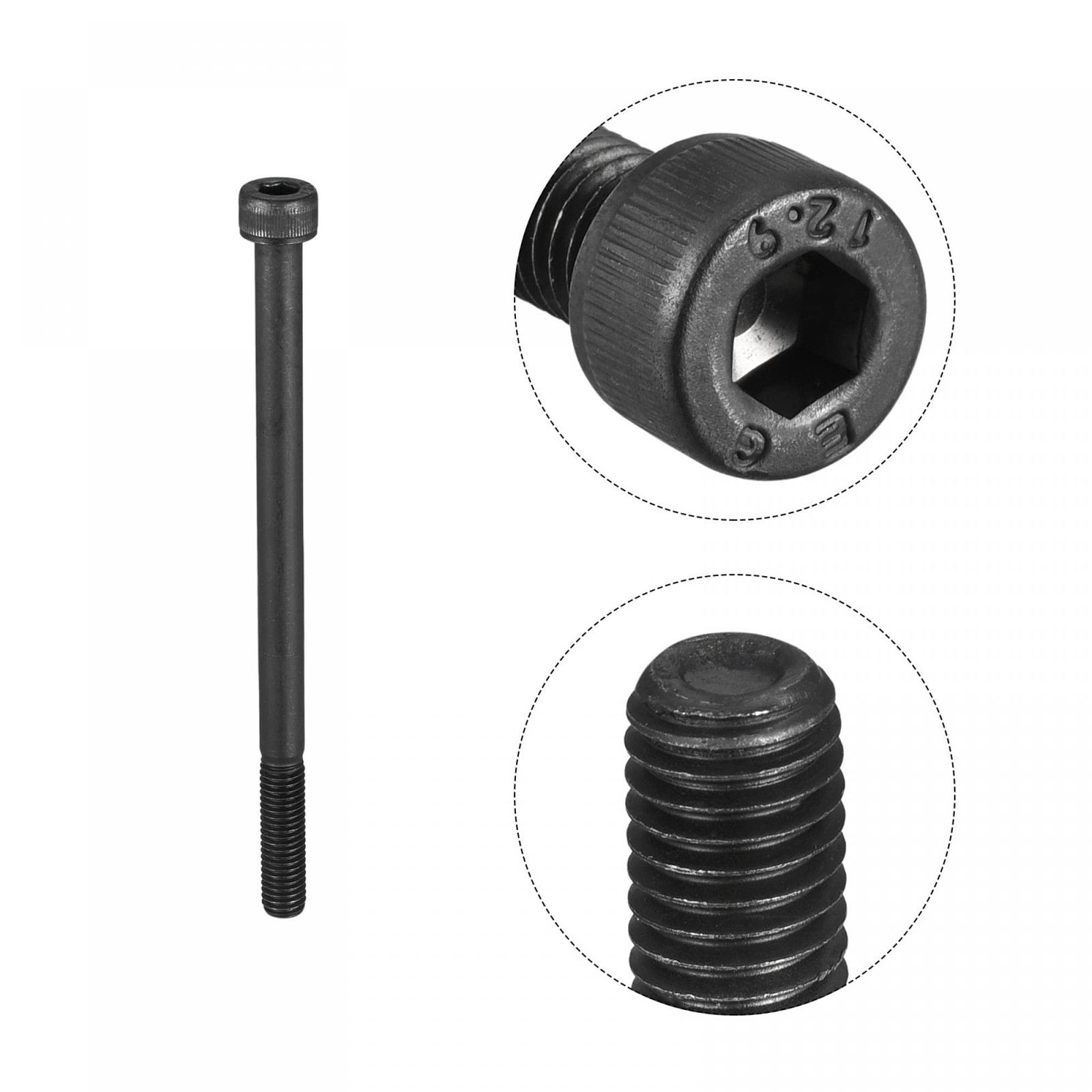 uxcell M8x125mm Socket Head Bolts 12.9 Grade Alloy Steel Cap Screws Half Thread
