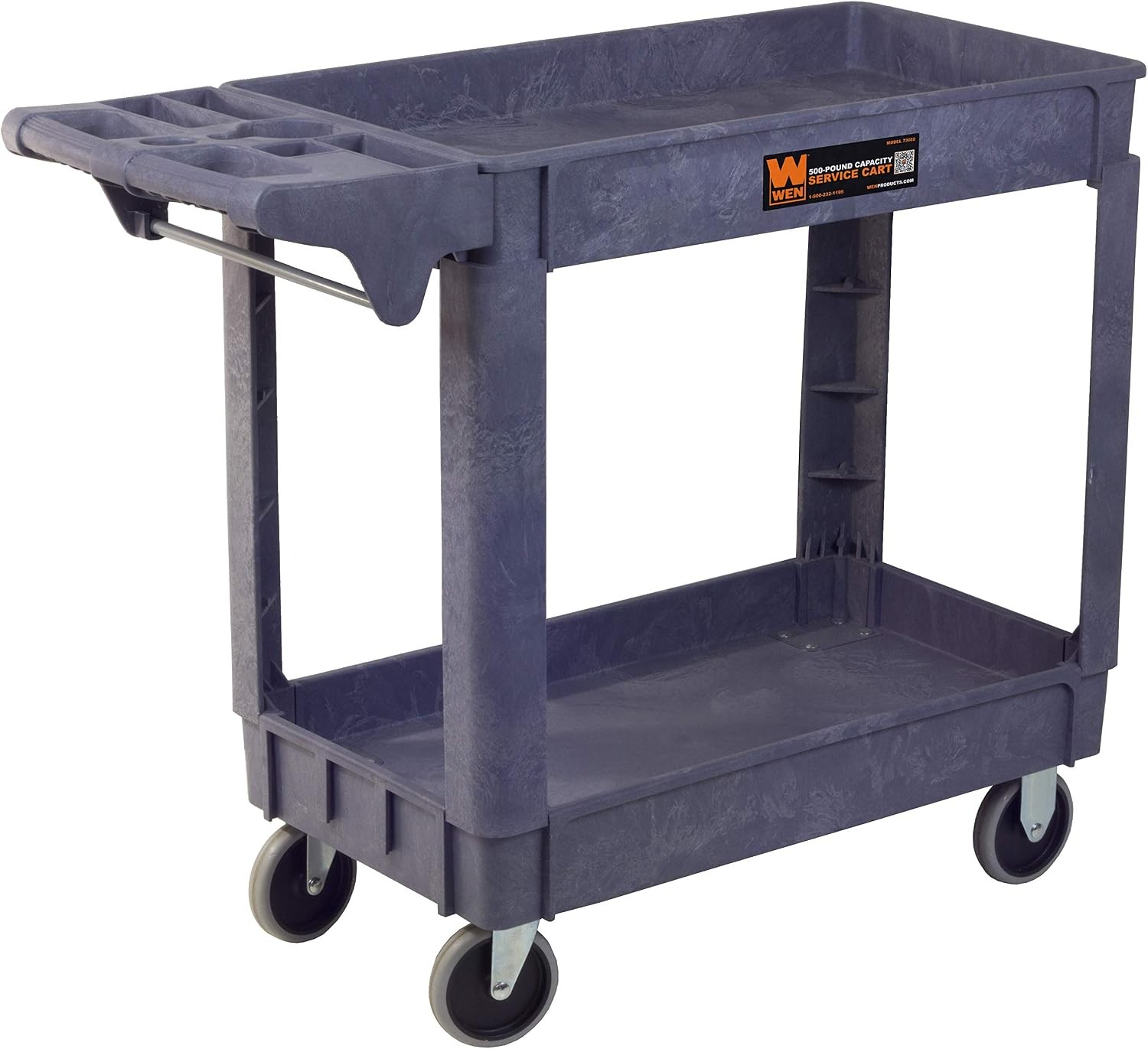 500 Lb Utility Cart – 40″x17″, Polypropylene Shelves, Smooth Mobility