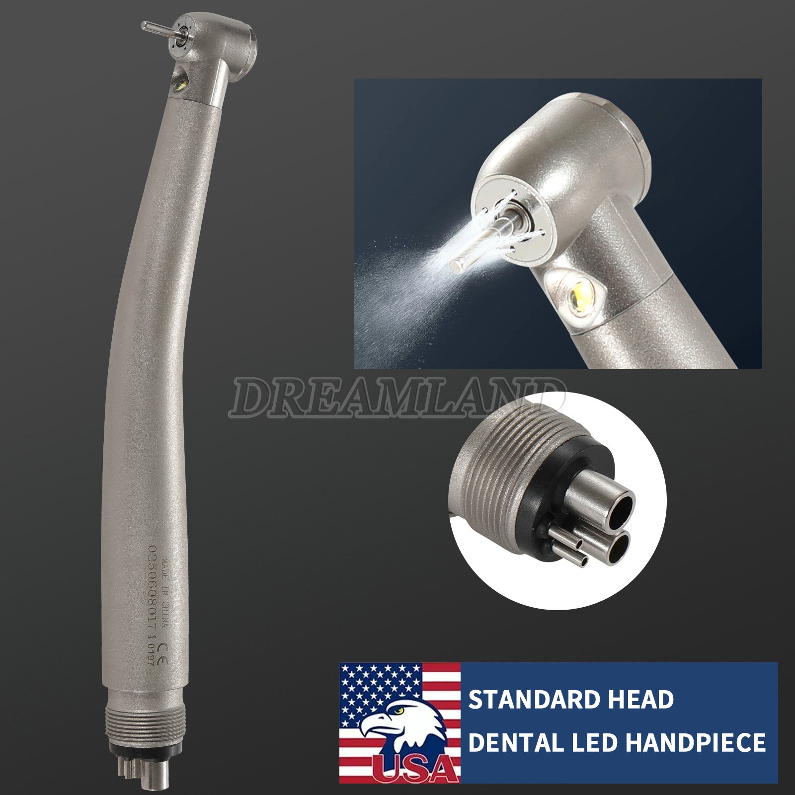 Dental LED integrate E-generator High Speed Handpiece 4 Hole Push 4Water Spray