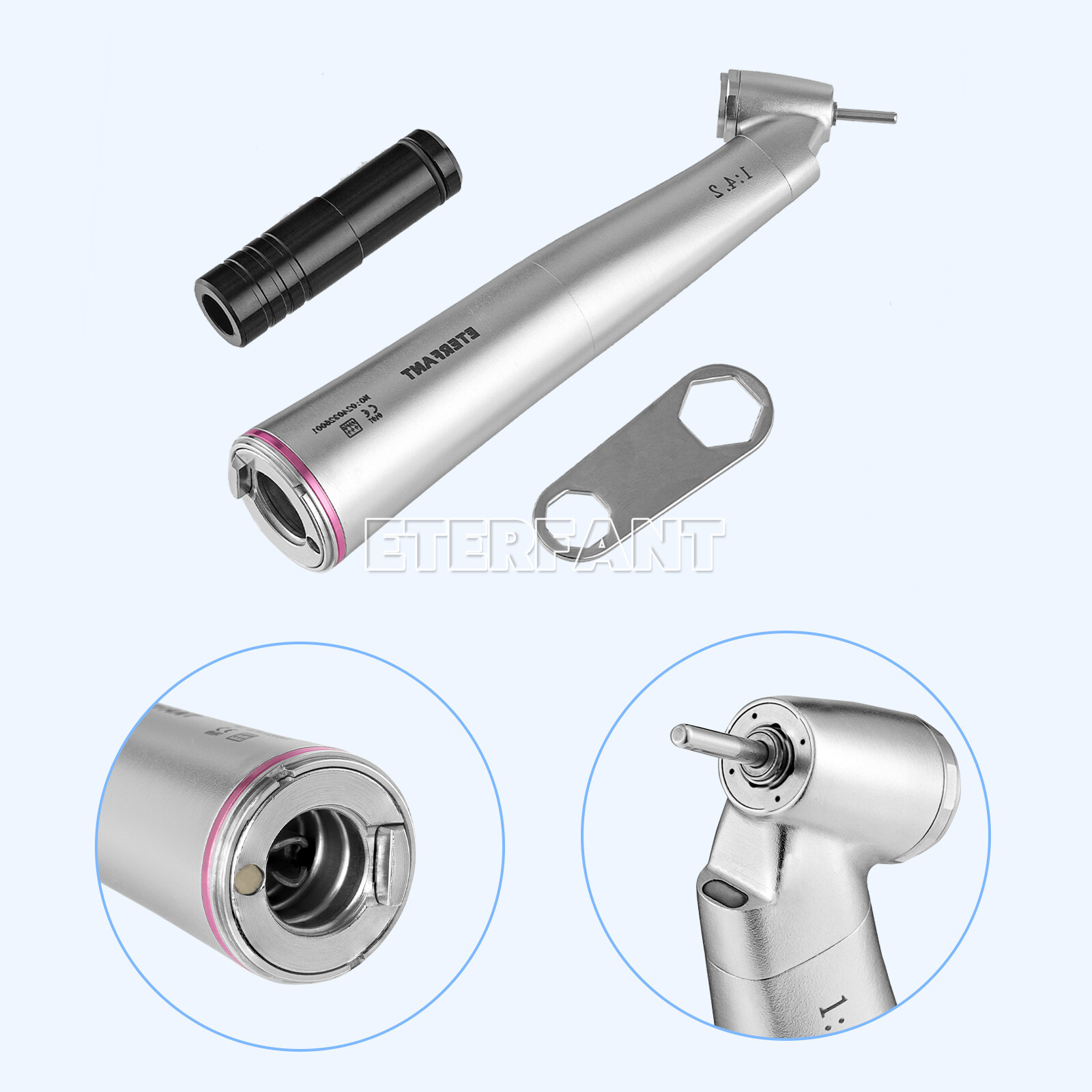 ENTERFANT Dental 1:1/1:4.2/20:1LED Fiber Optic Contra Angle Increasing Handpiece