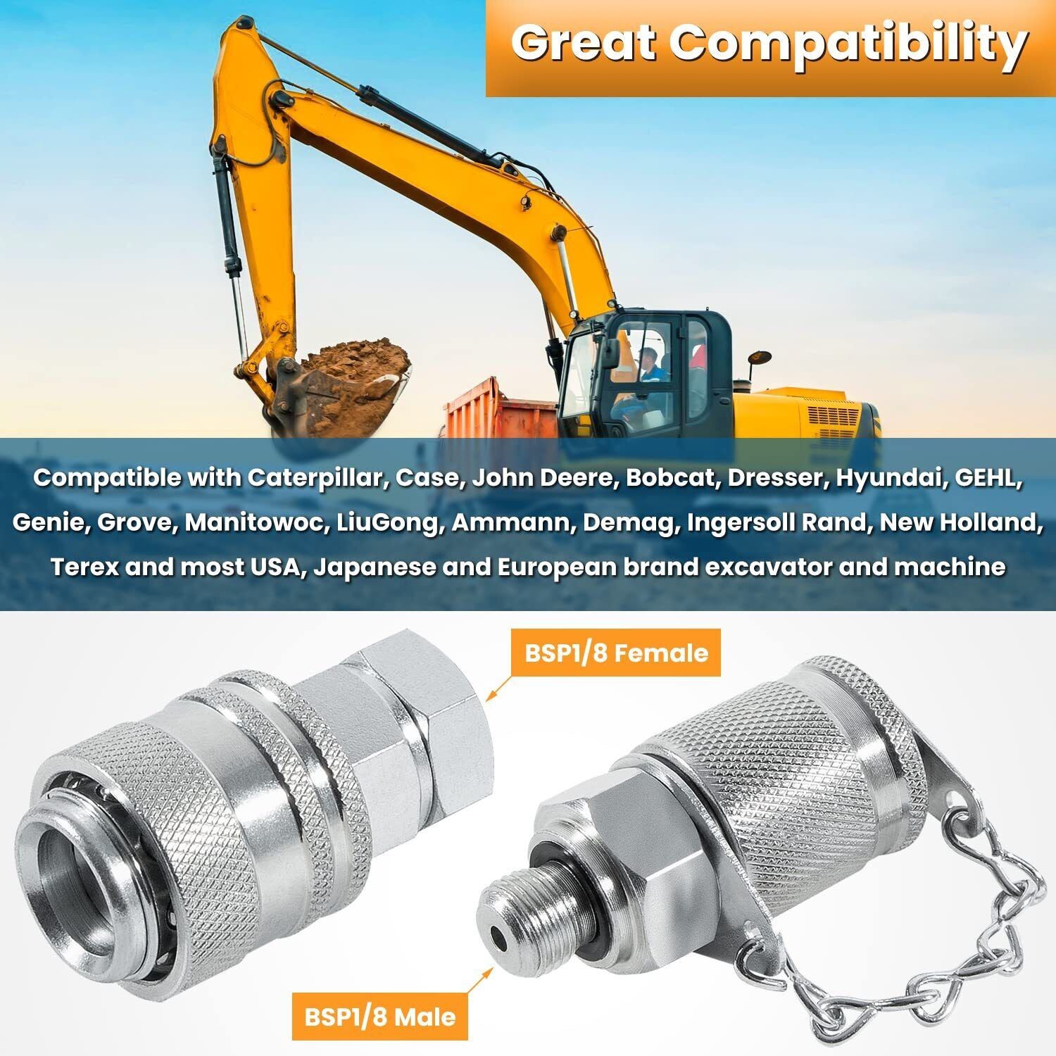 10000PSI Digital Hydraulic Pressure Gauge Test Coupling Kit 1/4 NPT 700BAR/70Mpa