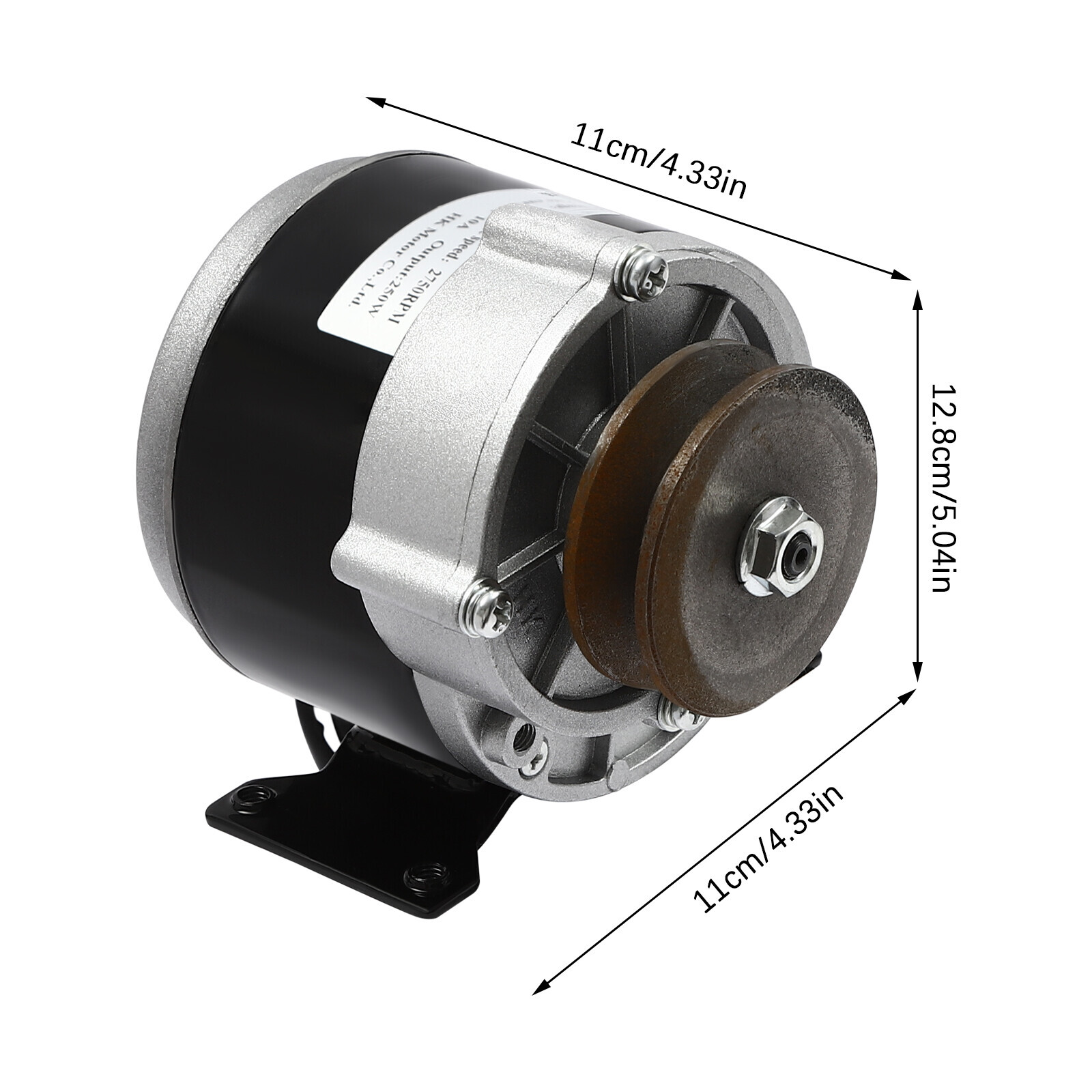250W Gear Electric Motor Gear Motor Brushed Reduction Motor w/ Belt Pulley 36VDC