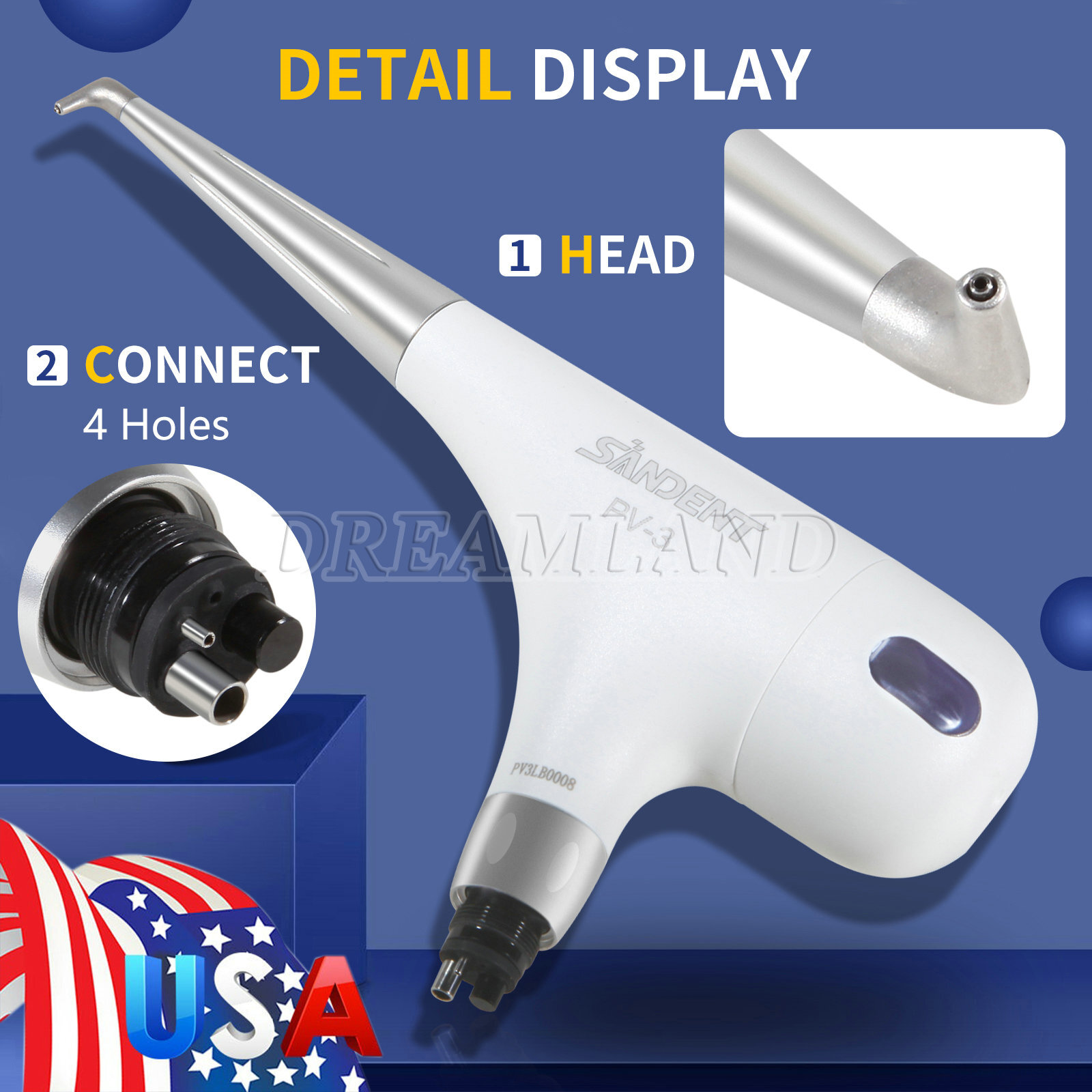 Dental Air Flow Teeth Polishing Polisher Handpiece Hygiene Air Prophy Jet 4 Hole