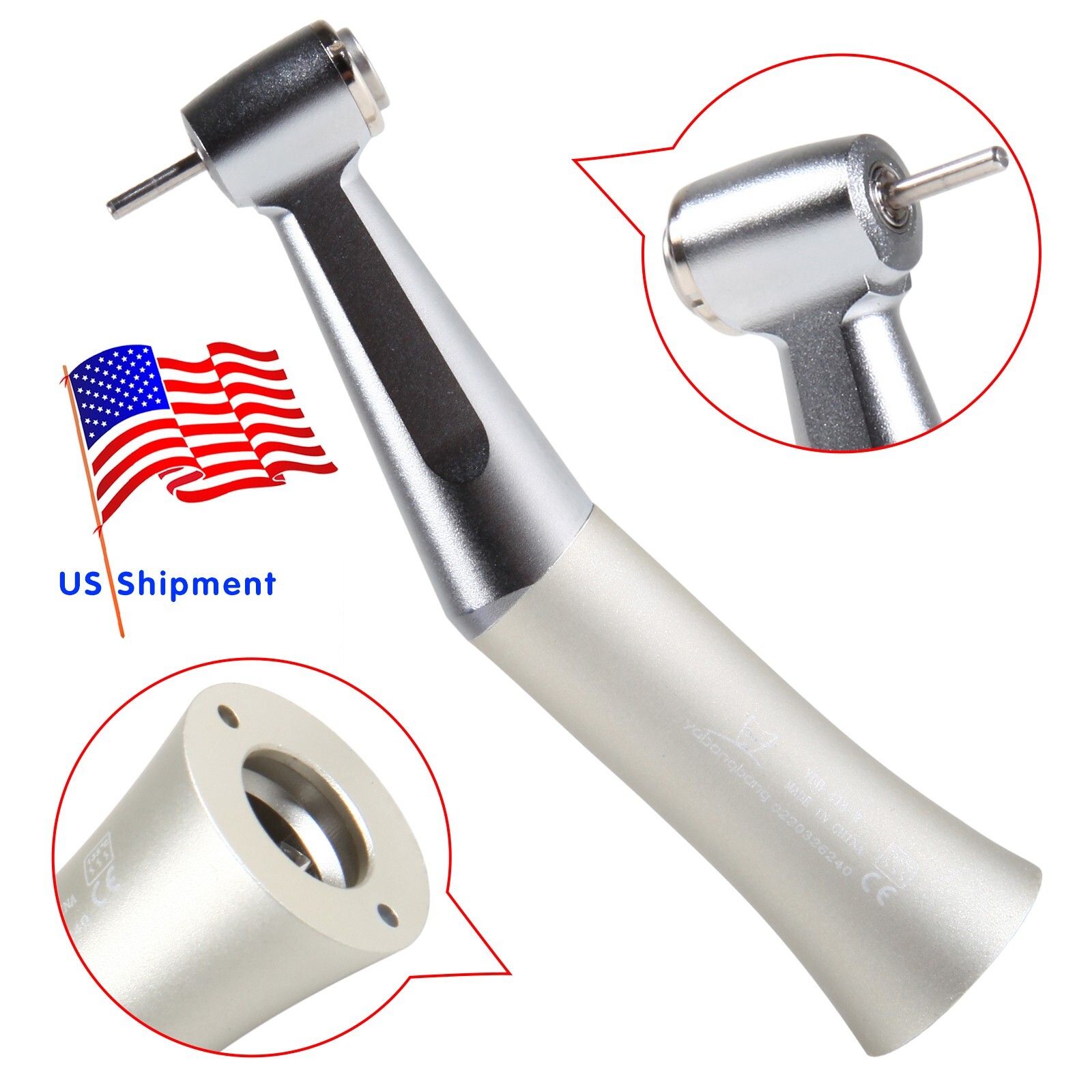 Dental Low Speed Handpiece Push Button Fit FG 1.6mm Burs Contra Angle
