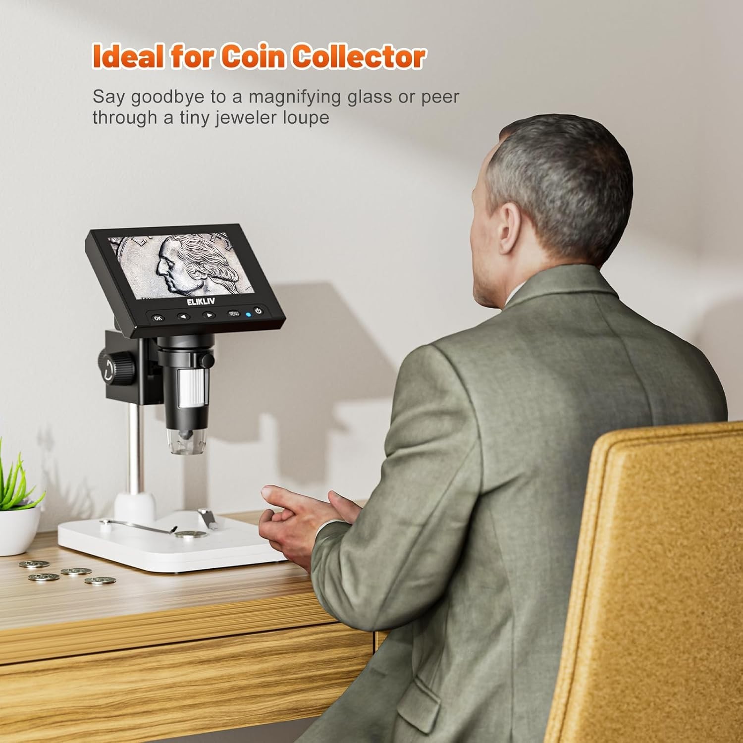 High-Performance Coin Microscope 1000x Magnification with Bright LED Lighting