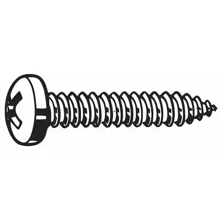 Sheet Metal Screw, #6 X 7/8 In, Zinc Plated Steel Pan Head Phillips Drive, 100