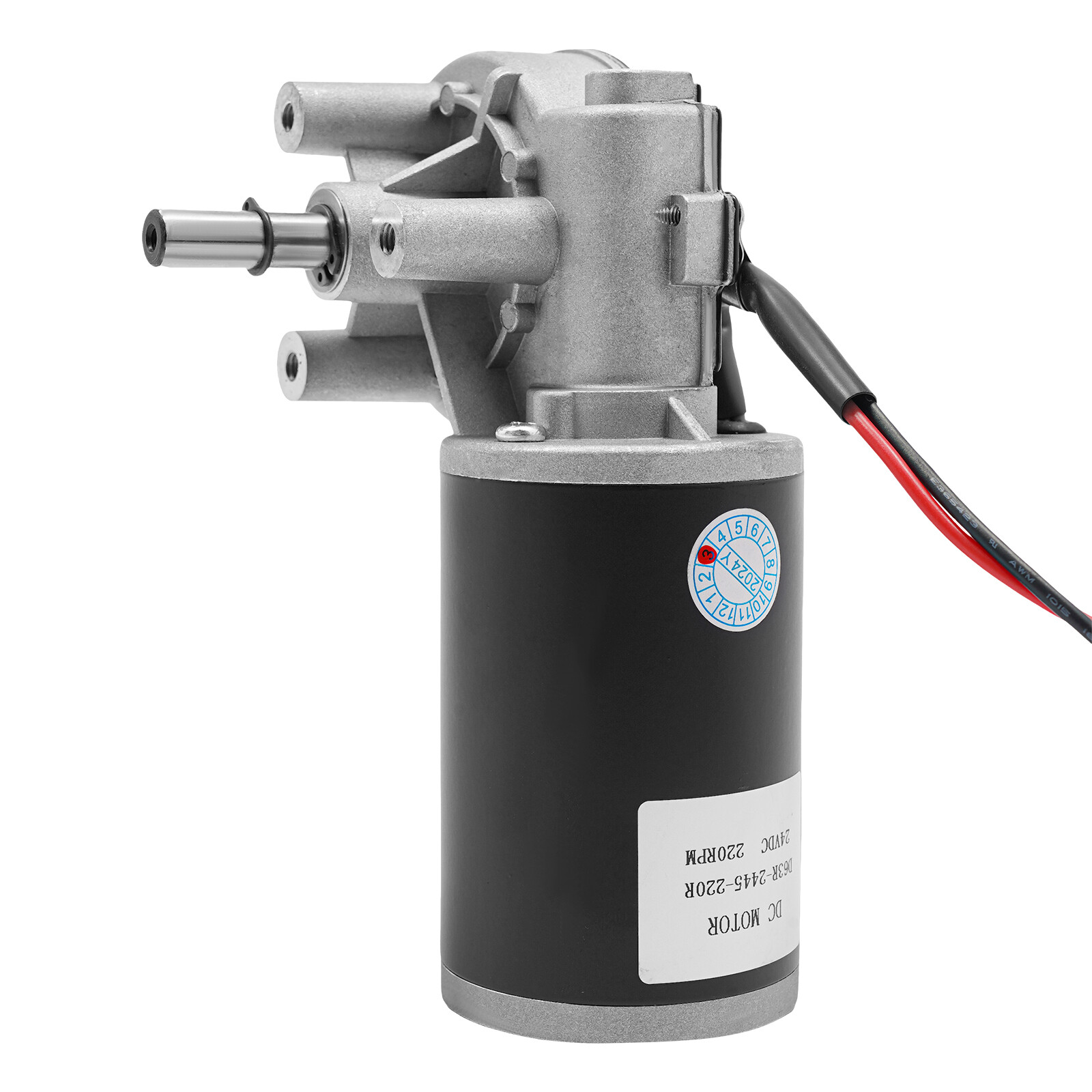 Electric Worm Gear Motor Right Angle Reversible 220 RPM Torque 45W DC 24V
