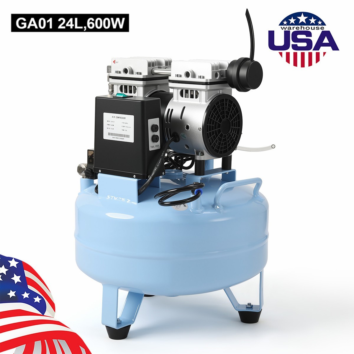 24L/40L Portable Dental Air Compressor Oil Free Silent Air Pump for Dental Use