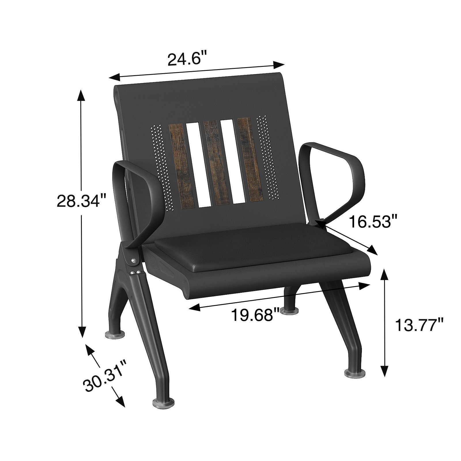 Heavy Duty Airport Waiting Chair Clinic Bench Office Reception Room Salon Black