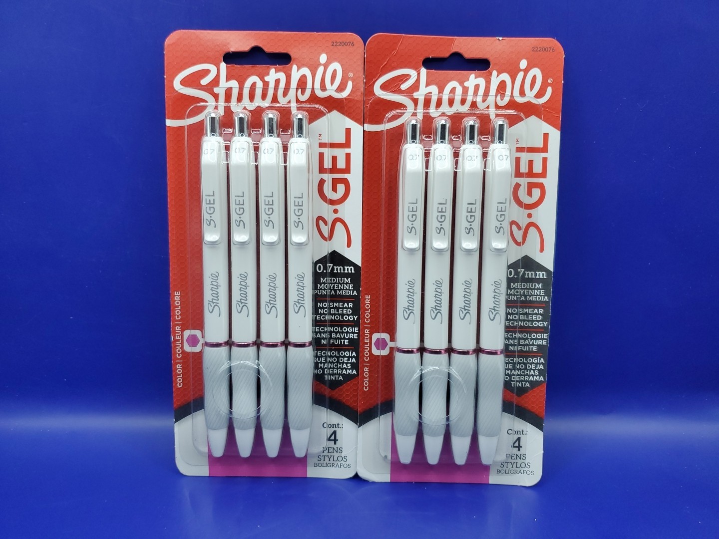 2 Pack SHARPIE S-Gel Gel Pens Medium Point 0.7mm Pearl White Body 4Ct Berry Pink