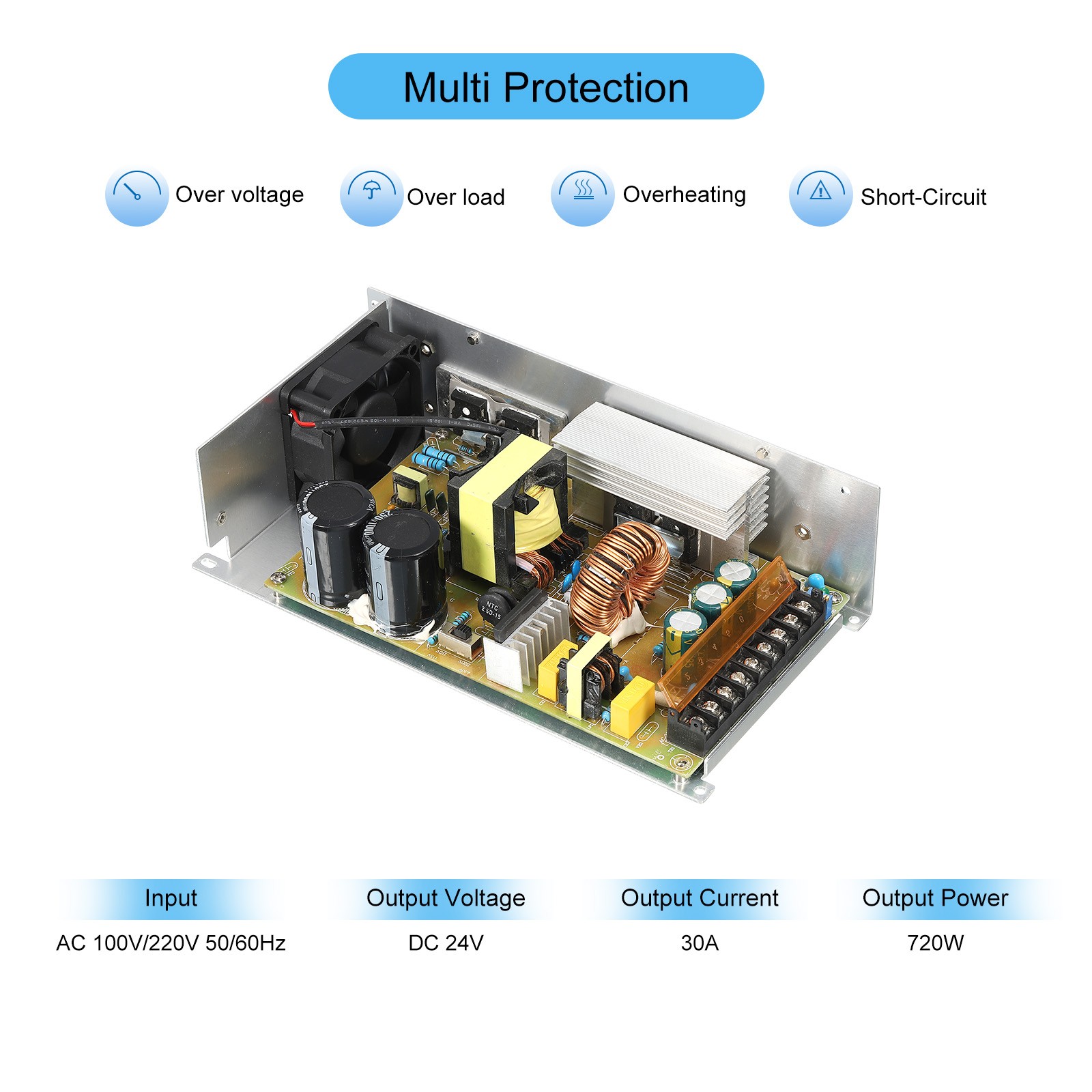 Switching Power Supply 24V 30A 720W LED Driver Regulated Transformer Converter
