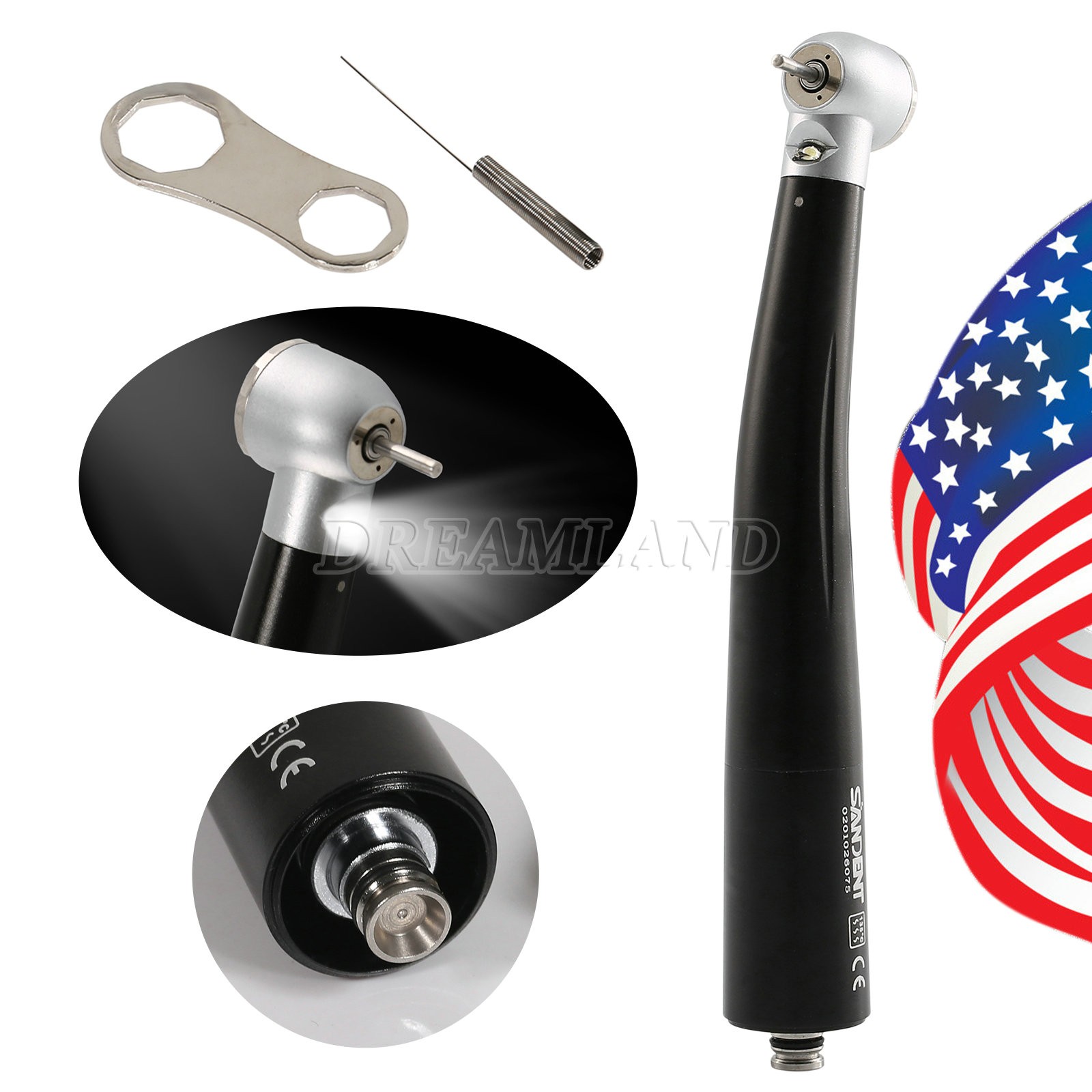 SANDENT LED Big Head Fiber Optic Handpiece E-generator Turbine High Speed DTK