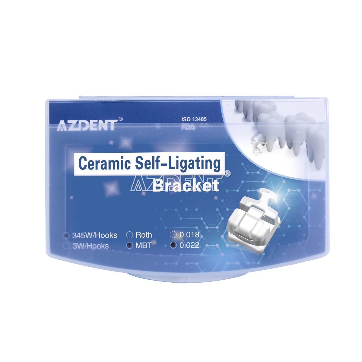 AZDENT Dental Ortho Sapphire Ceramic Clear Brackets Braces MBT/Roth.022 Hks 345