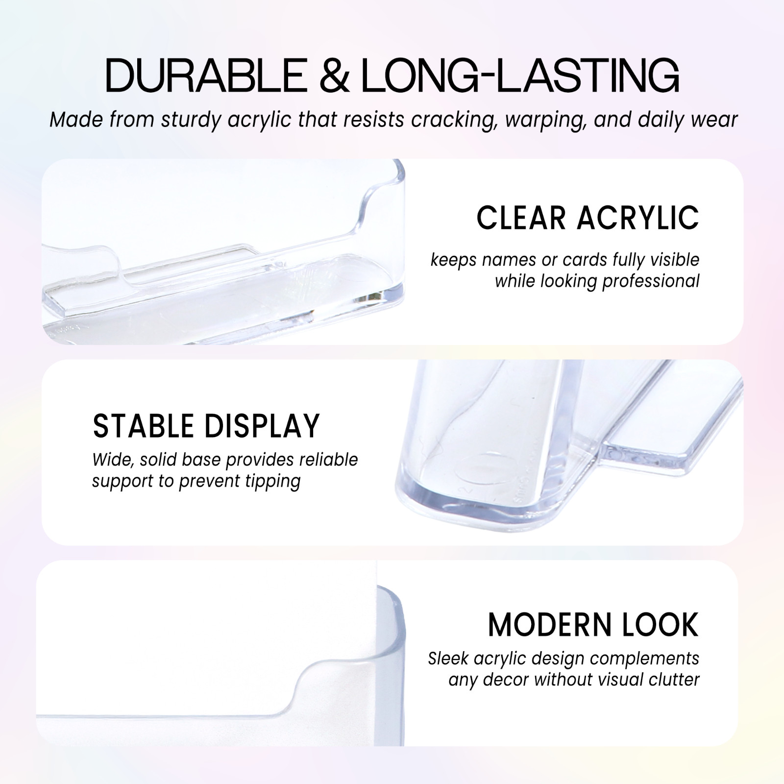 6pcs Clear Acrylic Business Card Holder Display Stand Desktop Countertop
