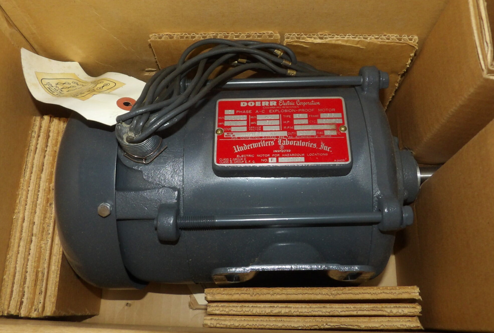 NIB DOERR EXPLOSION PROOF MOTOR 62039 KW 1/4HP 1725/1425RPM 208-220/440V 3PH FRA