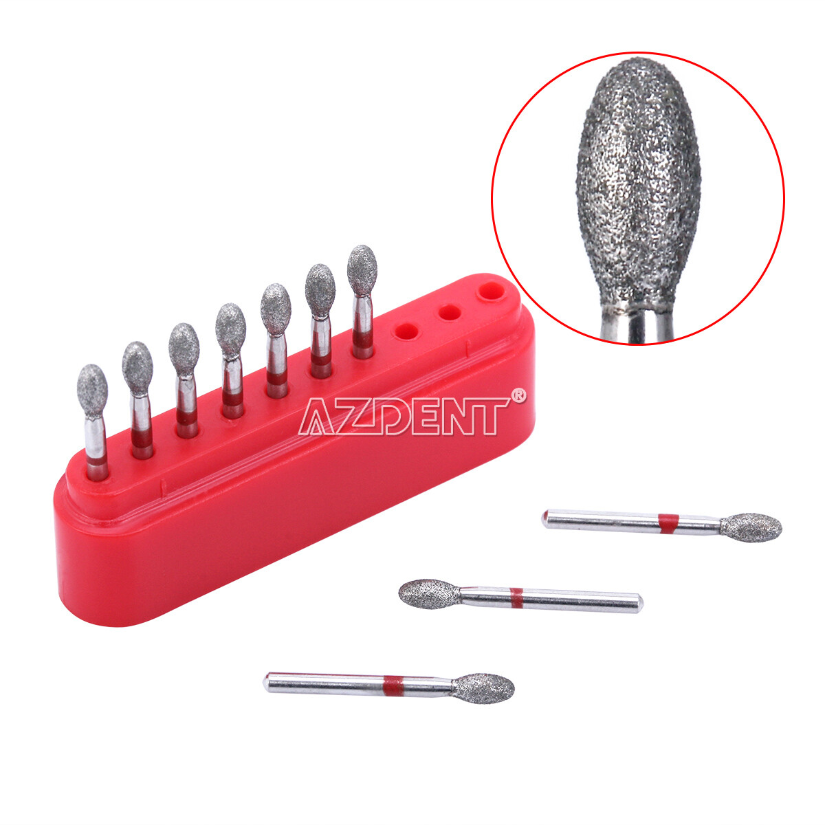 10pcs/Box AZDENT Dental Diamond Burs Football Shape #379-023F Fine Red Fine Grit