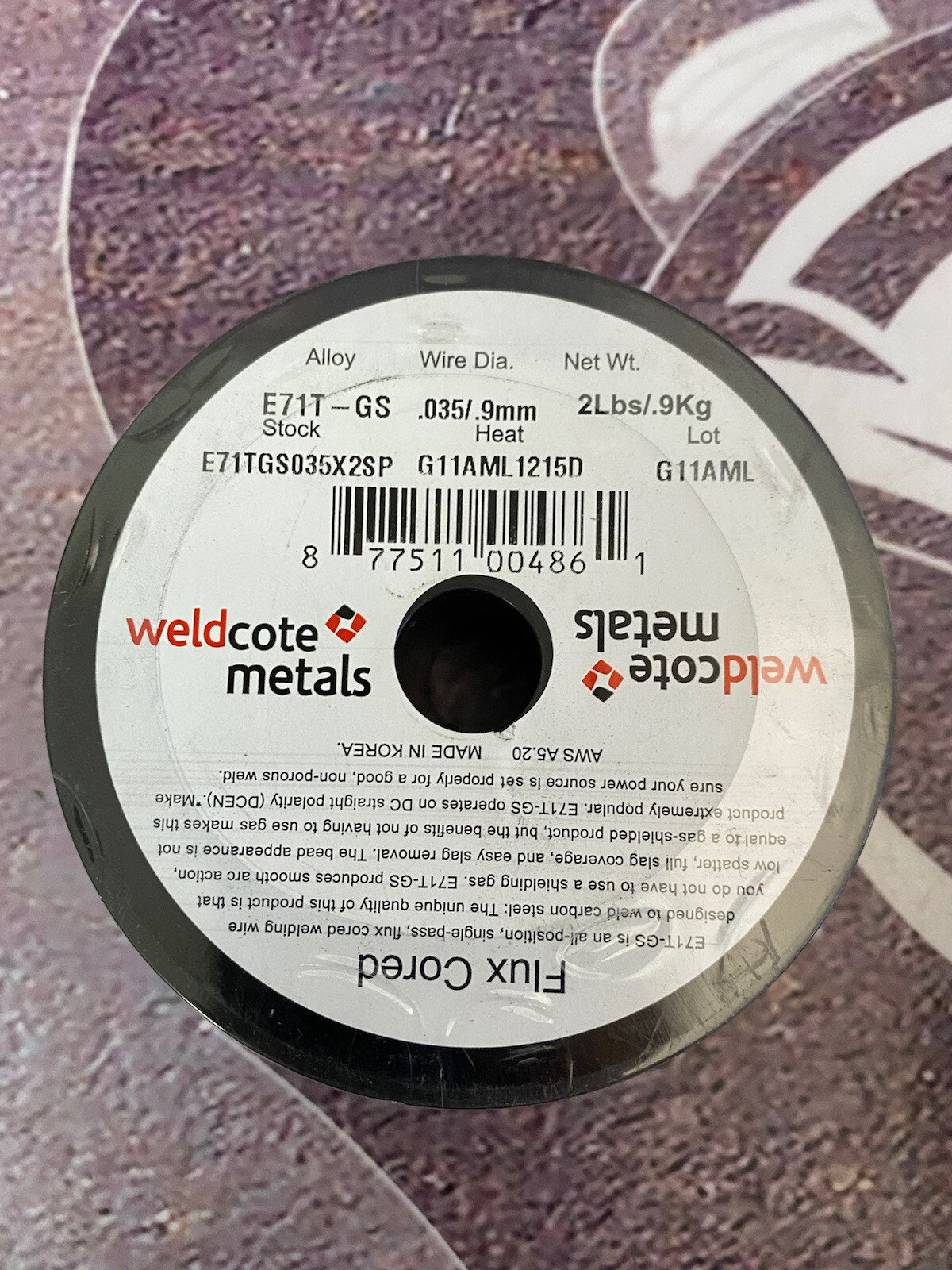 WeldCote Metals E71TGS035X2SP Carbon Steel Flux Cored .035”/.9mm 2Lbs Qty 3