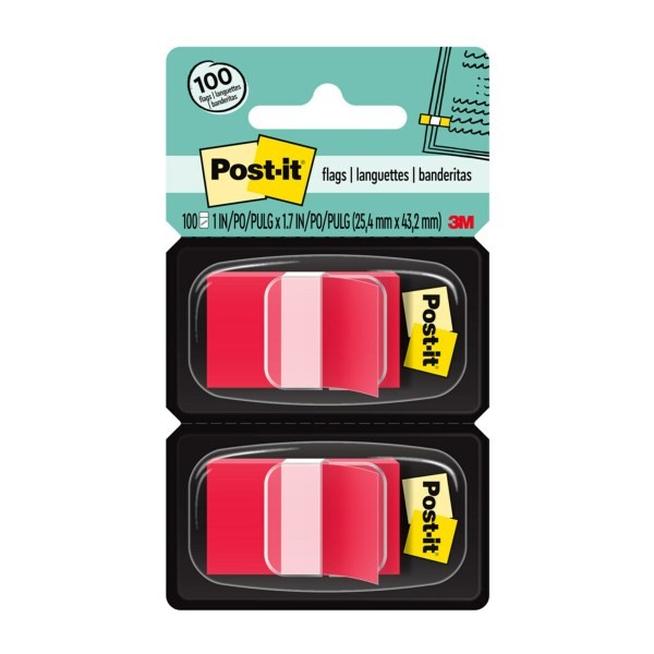 Post-it Sticky Flags: 1 in. x 1.7 in. (Red) *30-flags