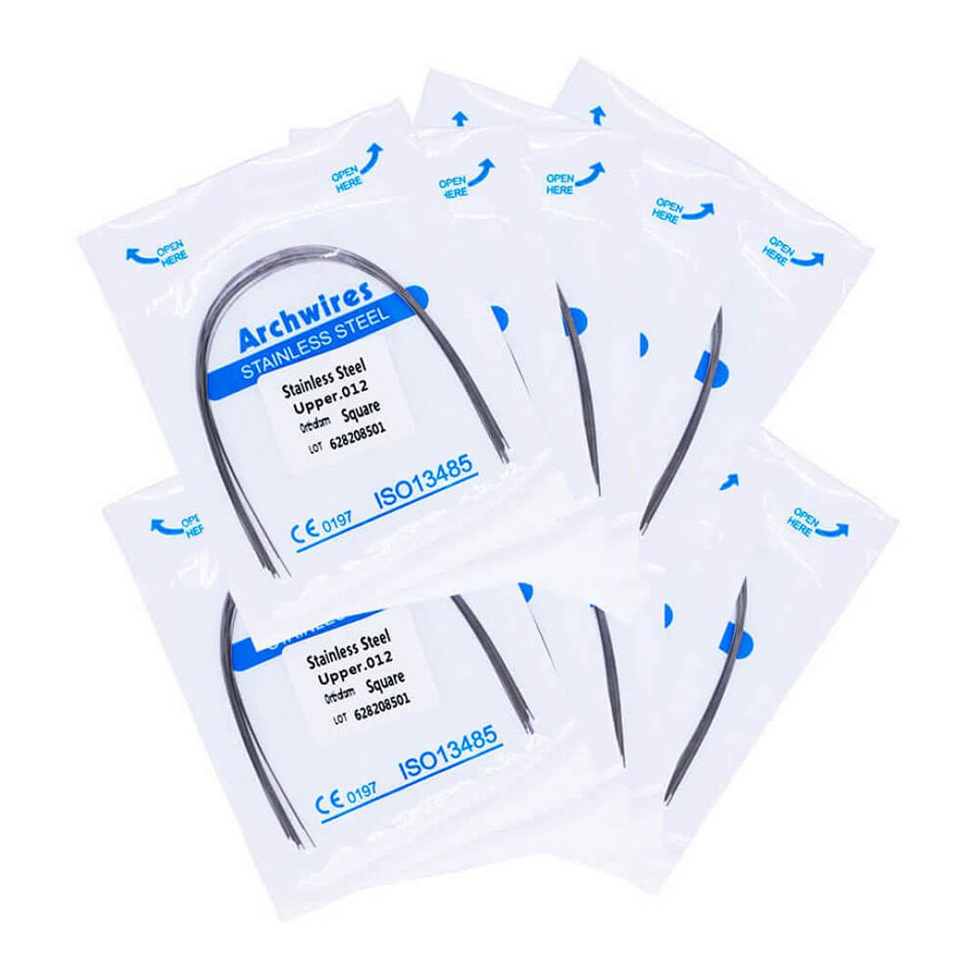 50×Dental Orthodontic Stainless Steel Round Arch Wires Square Form 012 Upper